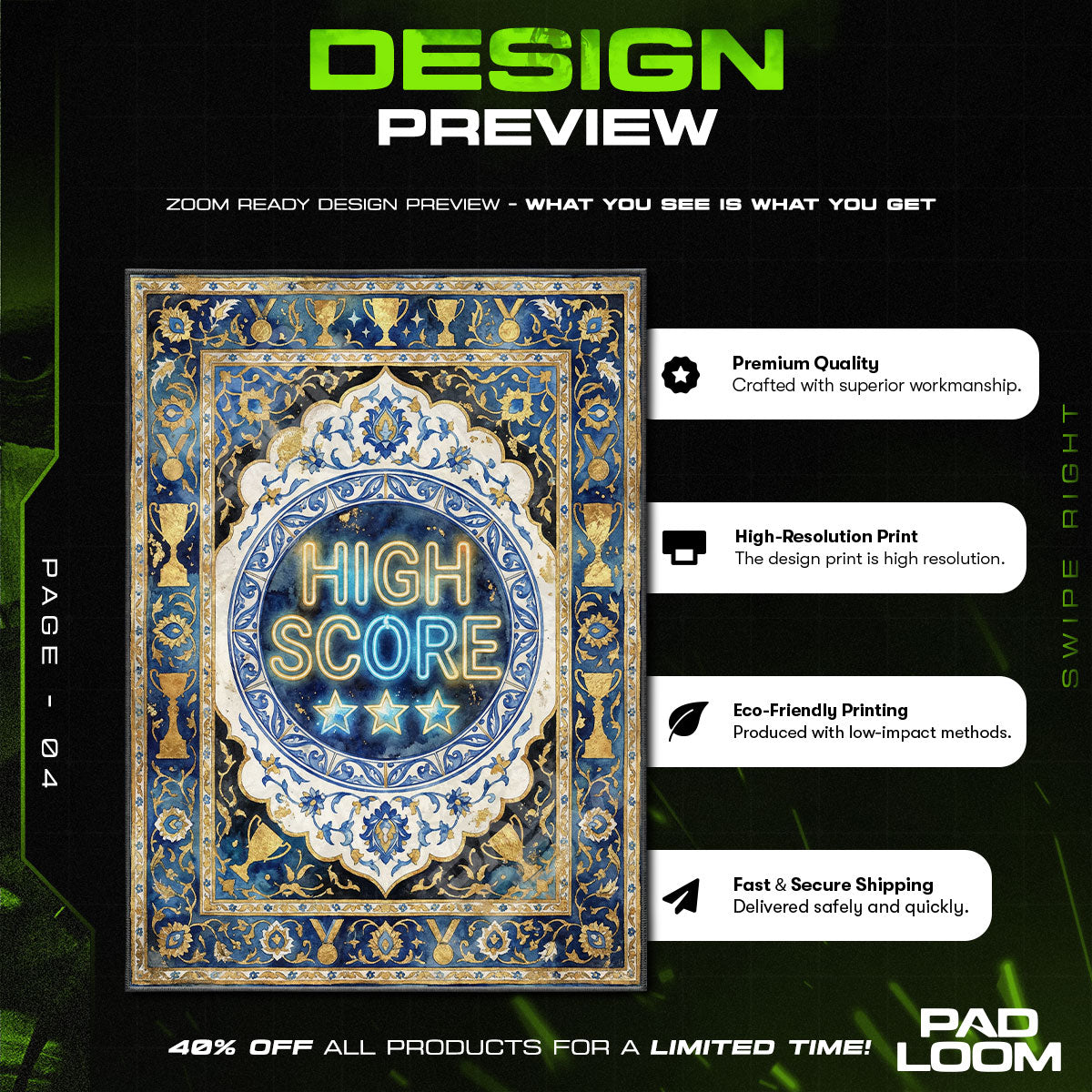 Detailed close-up of Player rug pattern