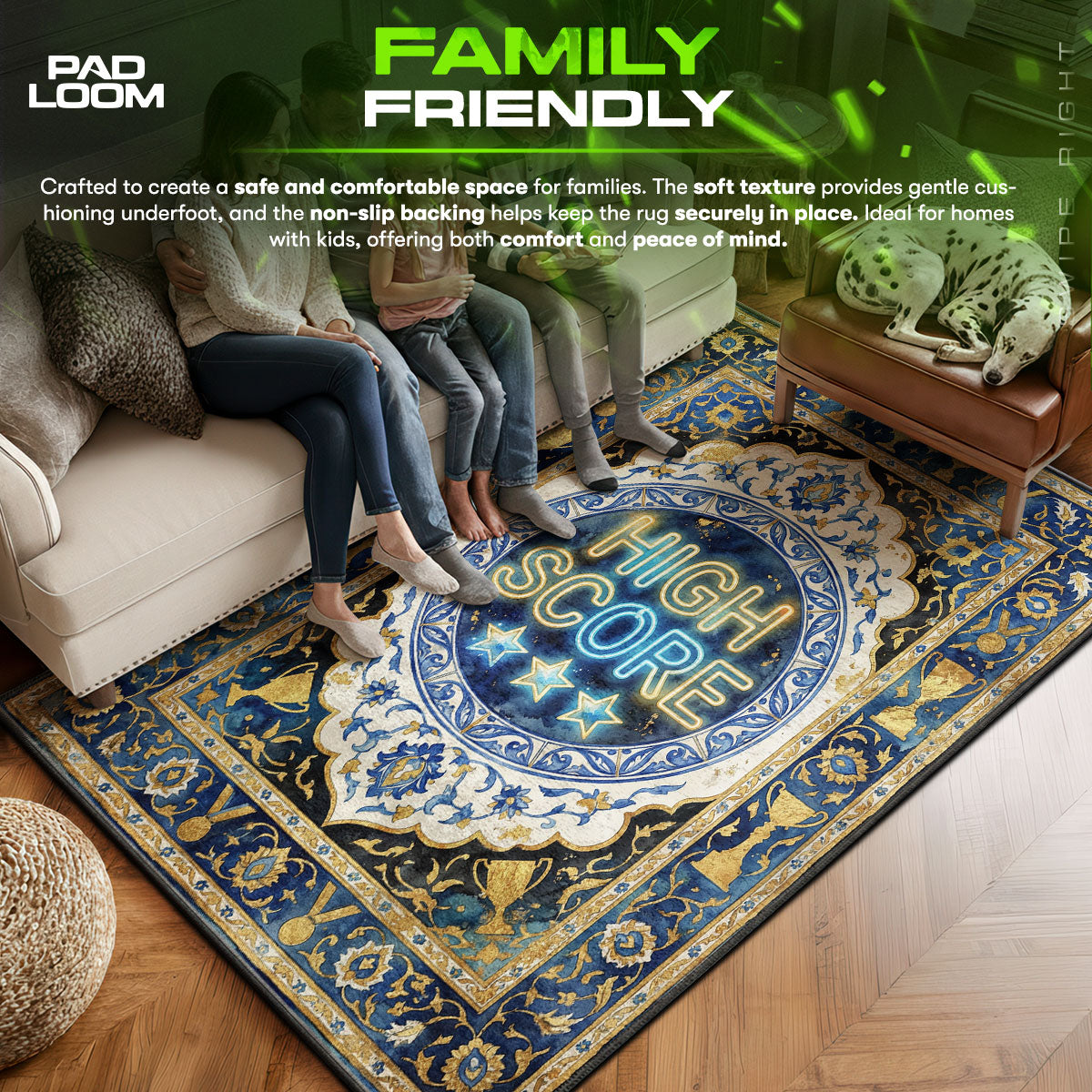 Player Royal Crest Gamer Throne fan rug — premium quality print