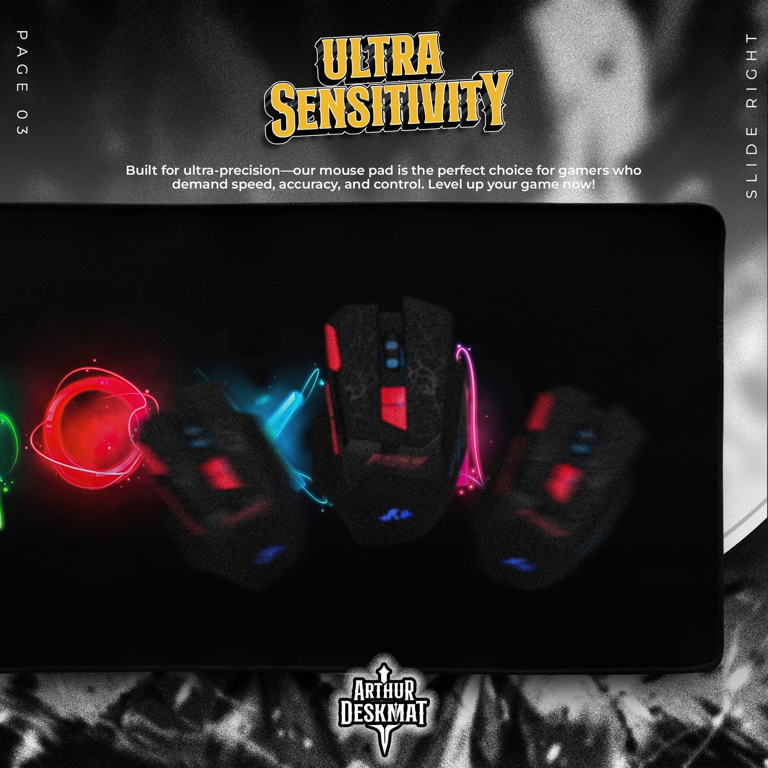 PlayStation Icons Mouse Pad, Neon Symbols Gamer Desk Mat Padloom