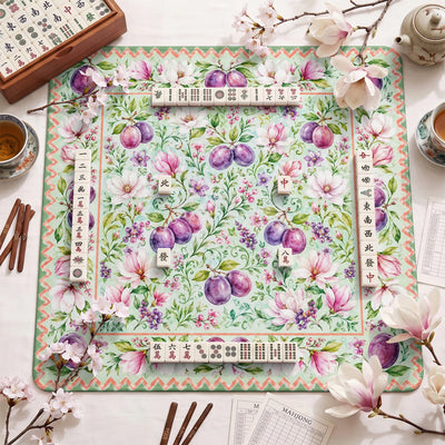 Plum Magnolia Mahjong Mat - Mah Jongg Mat