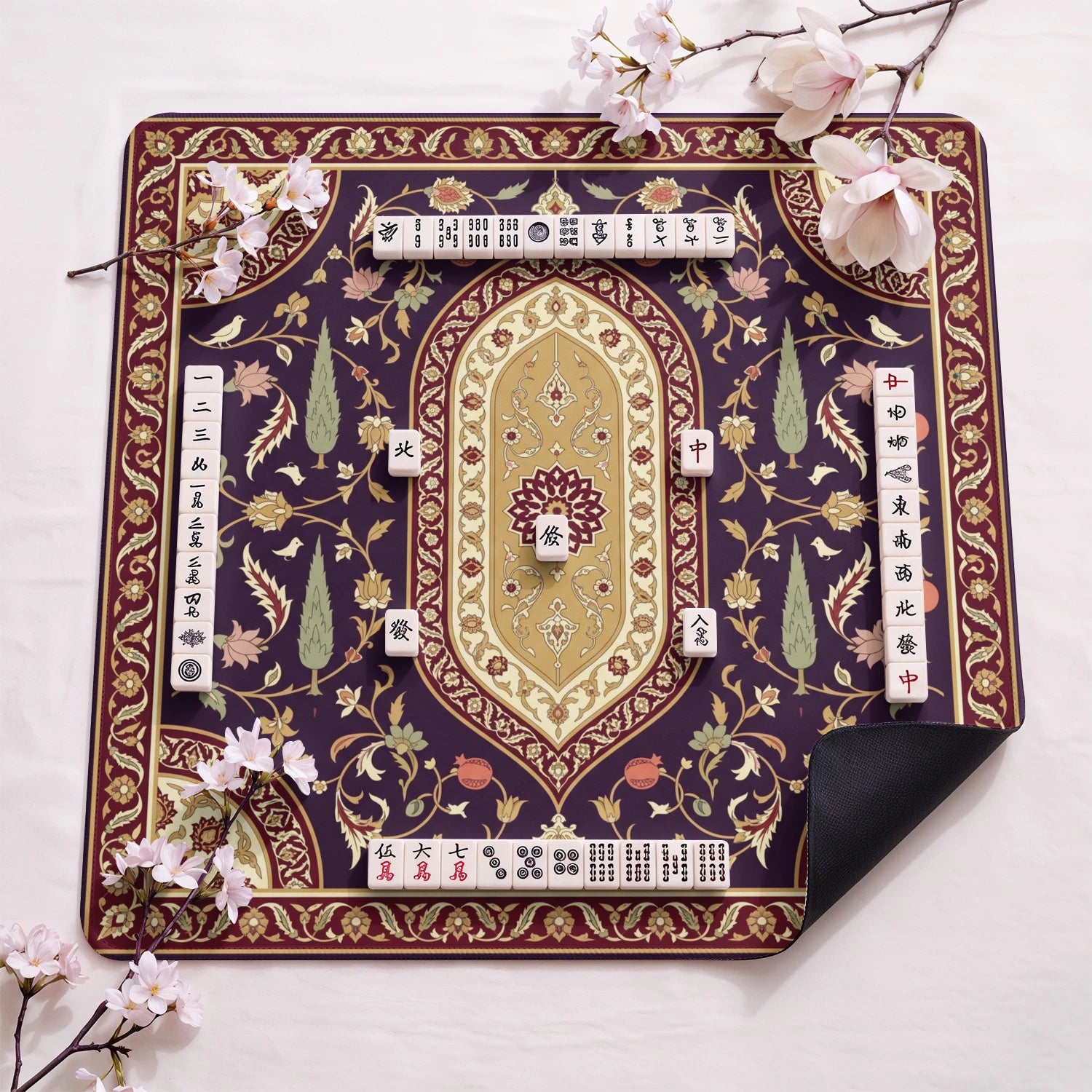 Plum Ottoman Cypress Mahjong Mat - Mah Jongg Mat