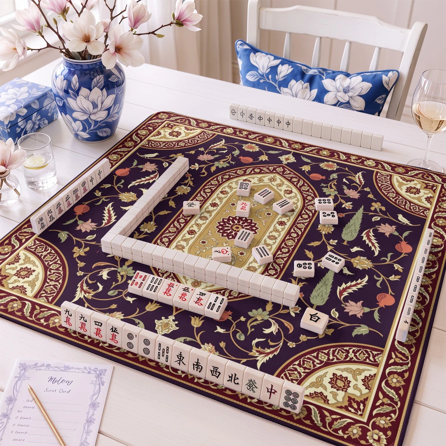 Plum Ottoman Cypress Mahjong Mat - Mah Jongg Mat