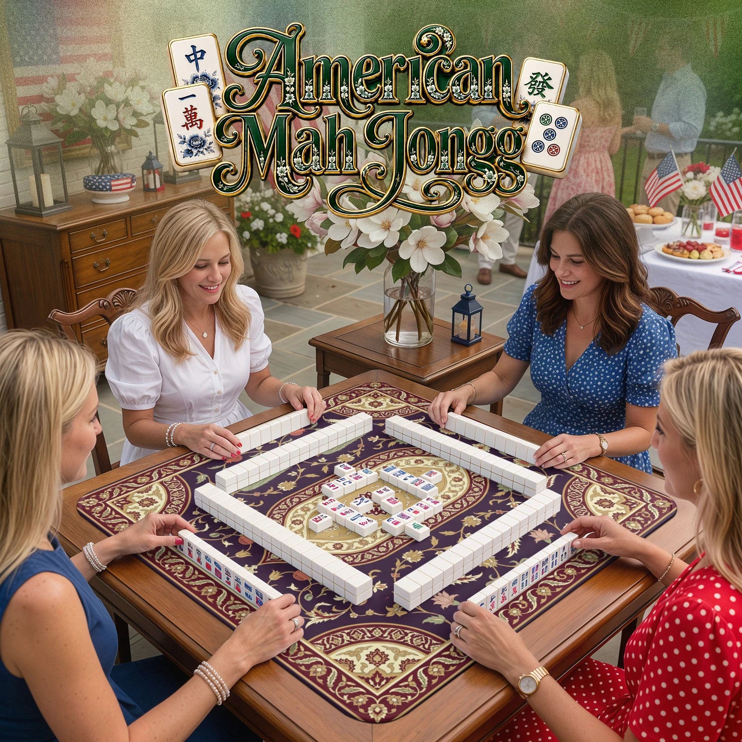 Plum Ottoman Cypress Mahjong Mat - Mah Jongg Mat