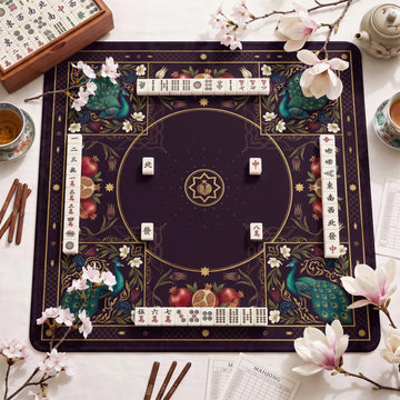 Plum Peacock Mahjong Mat - Mah Jongg Table Mat