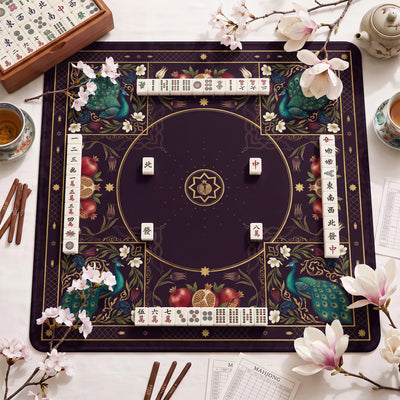 Plum Peacock Mahjong-Matte - Mah-Jongg Tischmatte