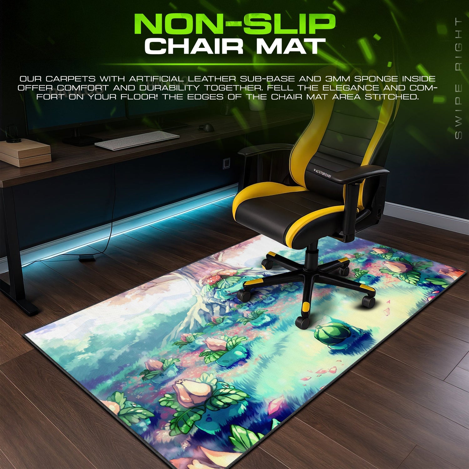 Pokemon Bulbasaur Forest Sanctuary Mouse Pad – Anime Desk Mat Padloom