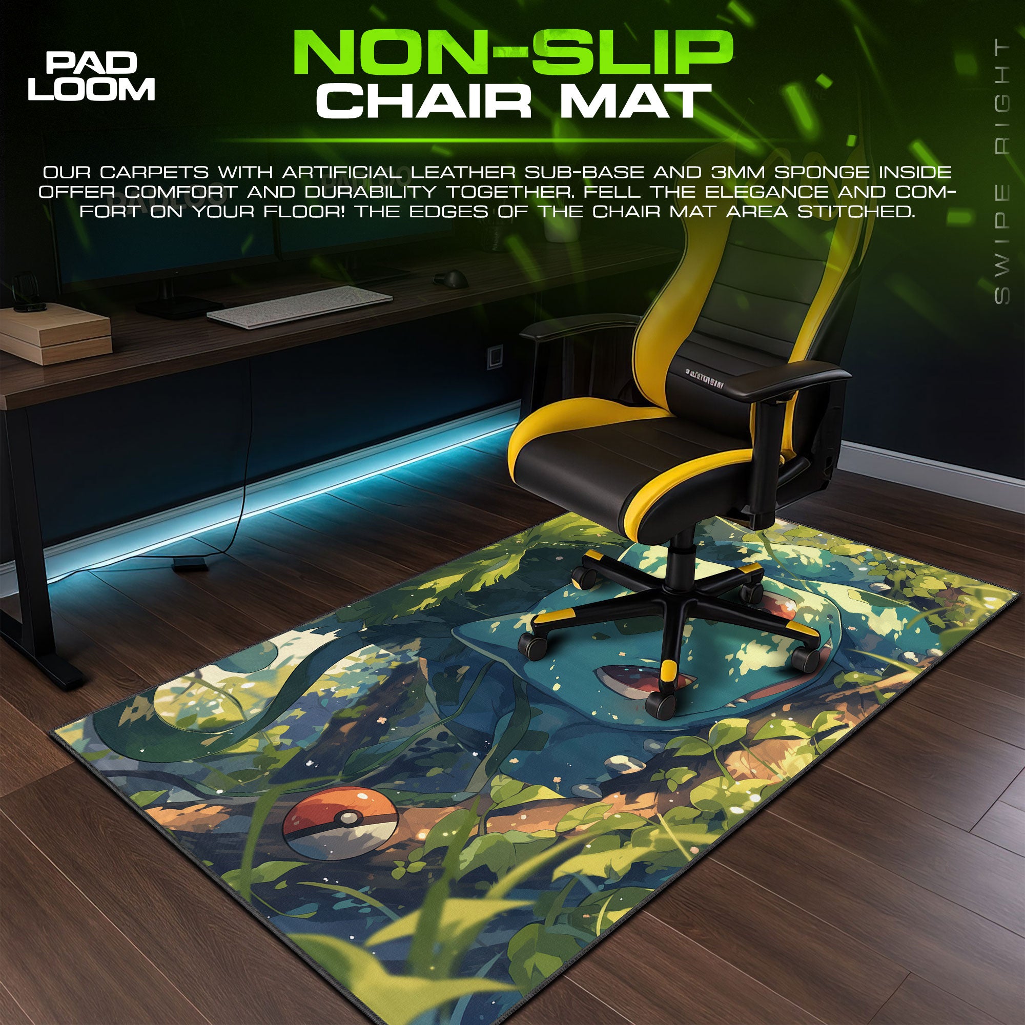 Pokemon Bulbasaur Forest Shade Mouse Pad, Gamer Desk Mat