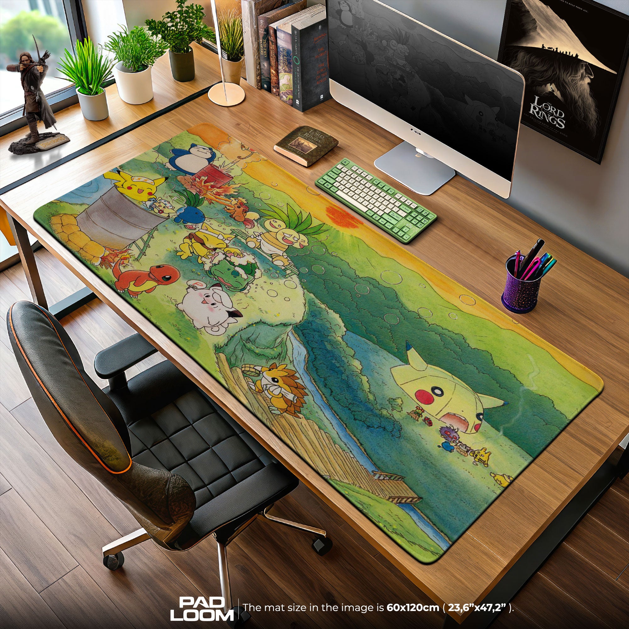 Pokemon Campfire Gathering Mouse Pad, Cartoon Gamer Desk Mat
