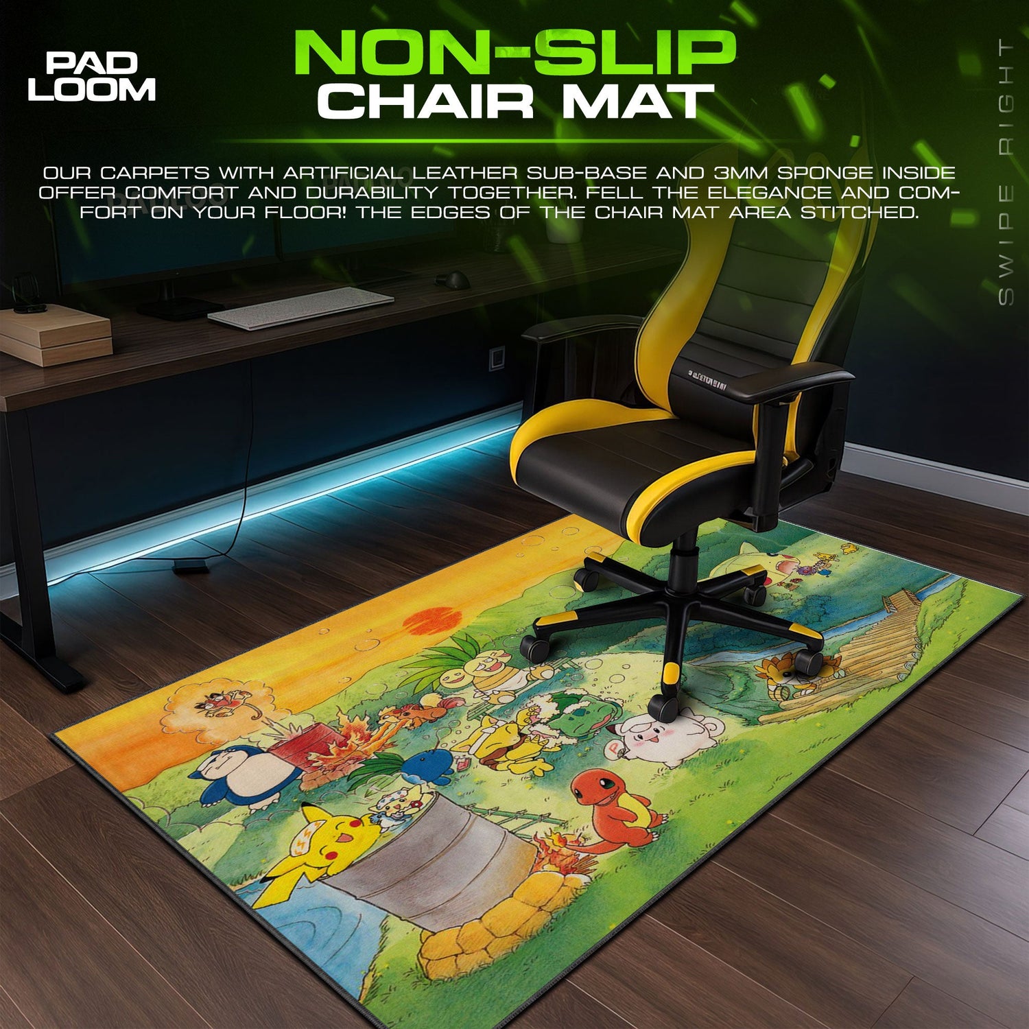 Pokemon Campfire Gathering Mouse Pad, Cartoon Gamer Desk Mat Padloom