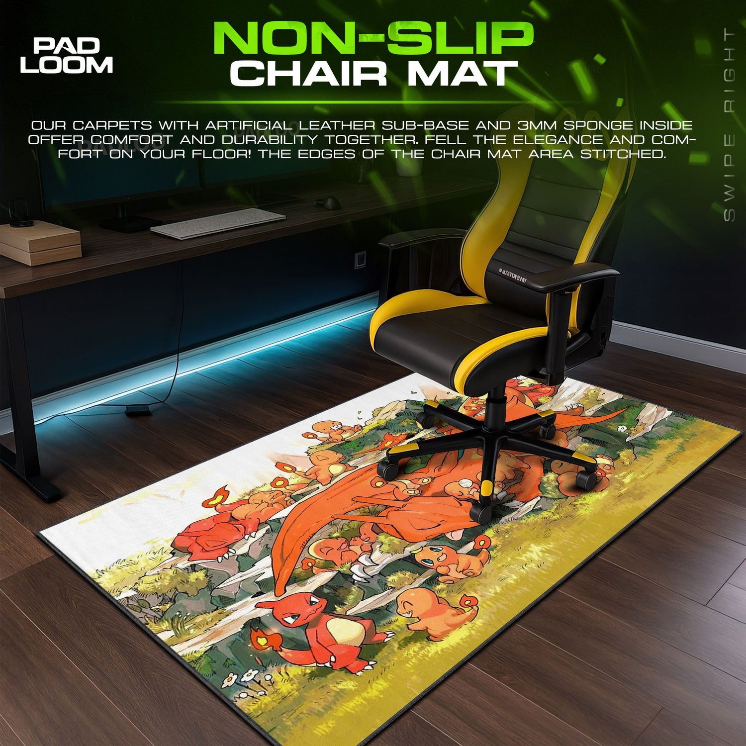 Pokemon Charizard Family Nap Mouse Pad – Anime Gaming Desk Mat Padloom