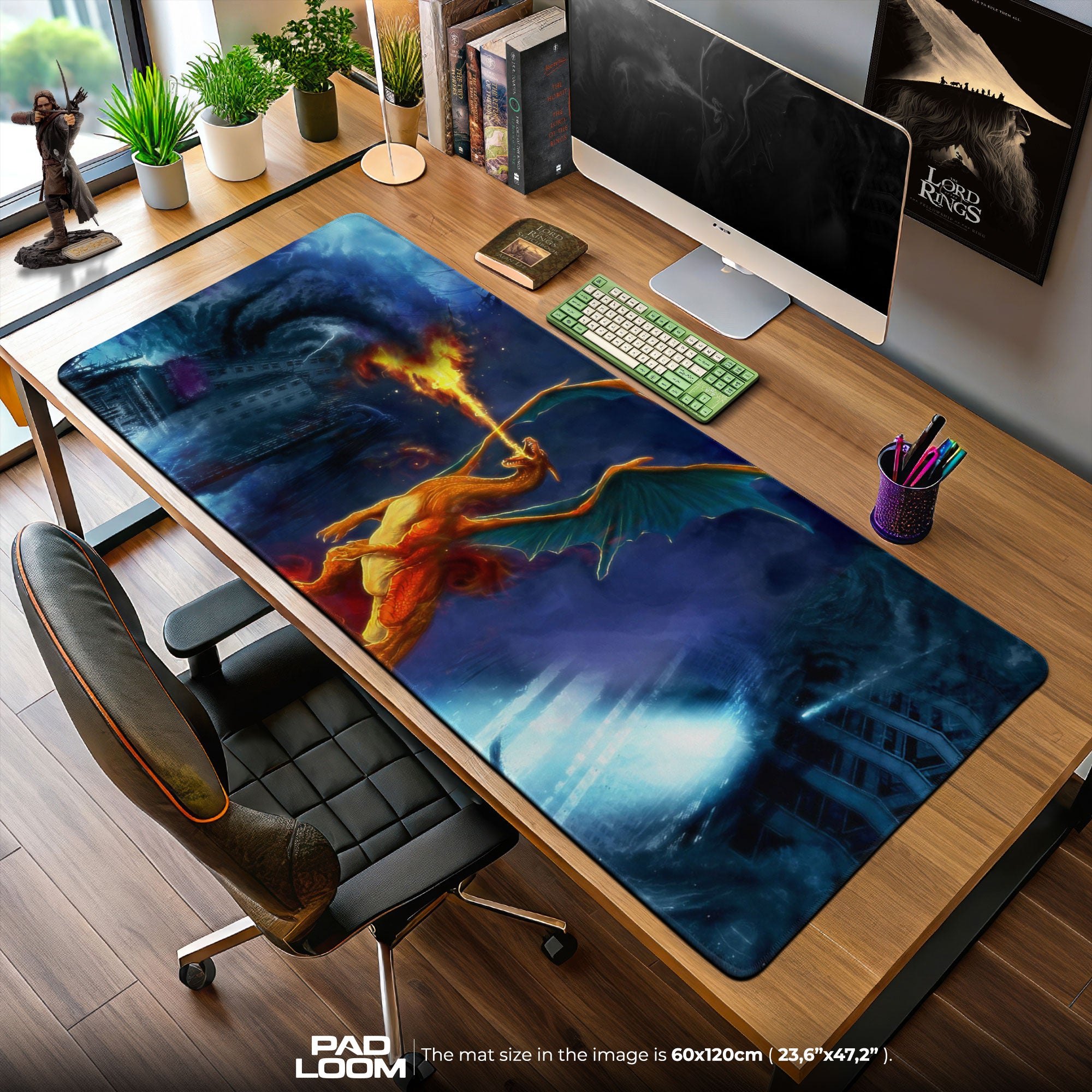 Pokemon Charizard Firestorm Mouse Pad, Anime Gaming Desk Mat
