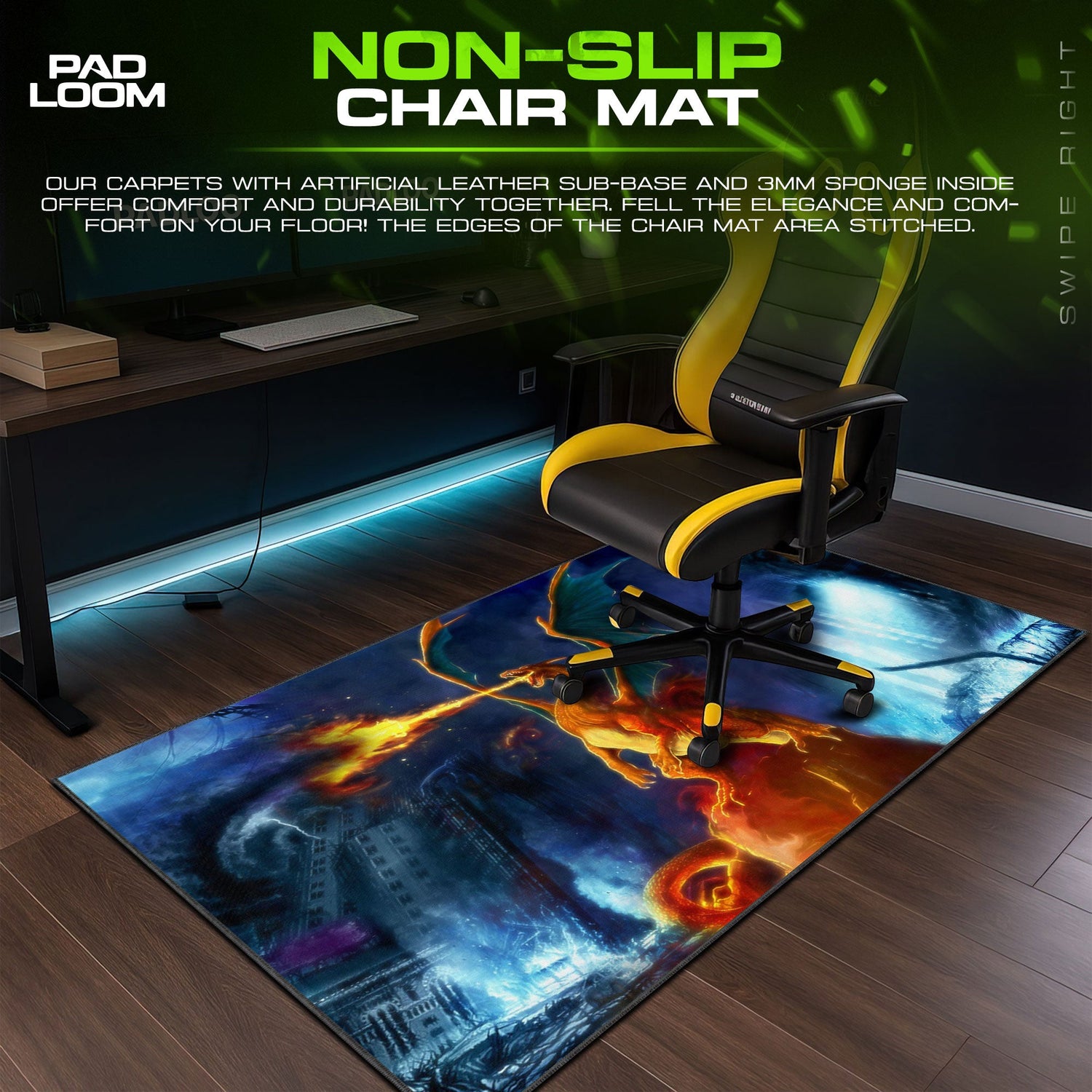 Pokemon Charizard Firestorm Mouse Pad, Anime Gaming Desk Mat Padloom