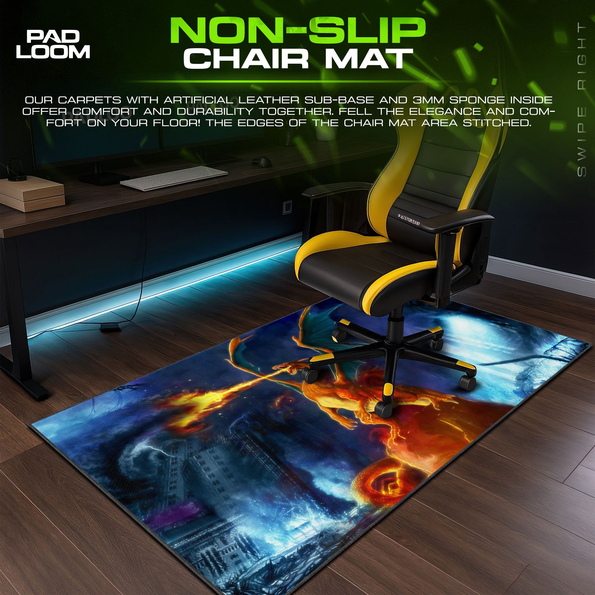 Pokemon Charizard Firestorm Mouse Pad, Anime Gaming Desk Mat