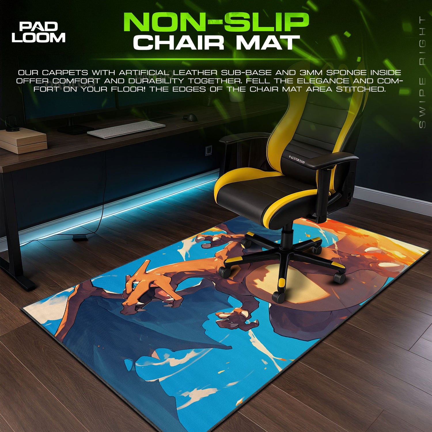Pokemon Charizard Skyfire Mouse Pad, Gamer Desk Mat Padloom