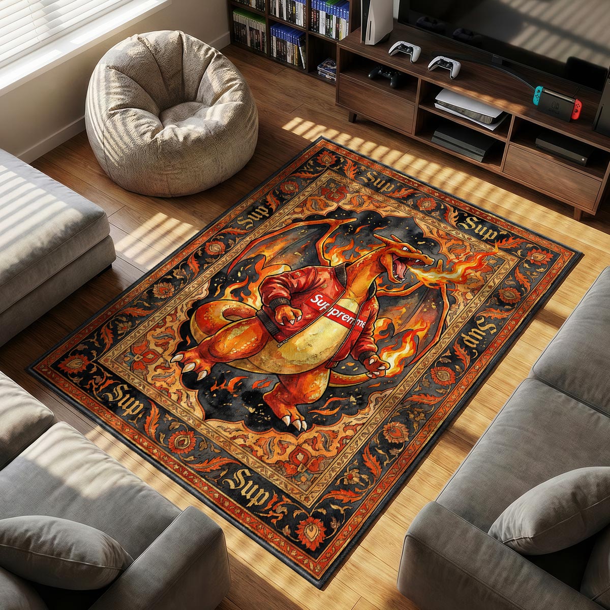 Supreme Charizard Bomber Rug - Sneakerhead Floor Mat