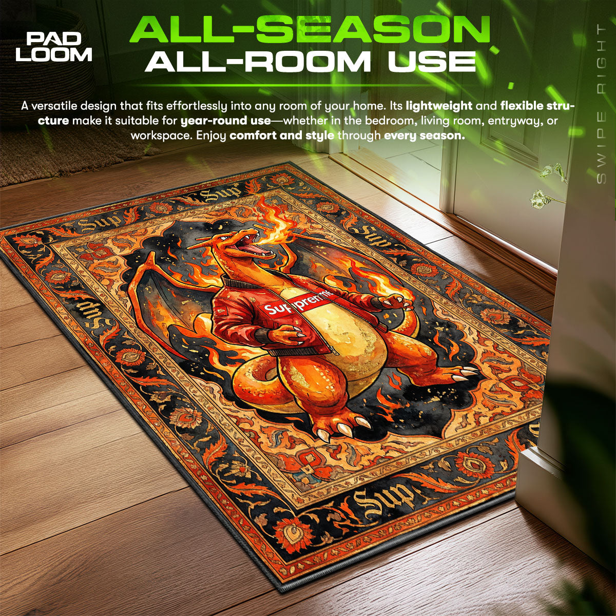 Supreme Charizard Bomber Rug - Sneakerhead Floor Mat