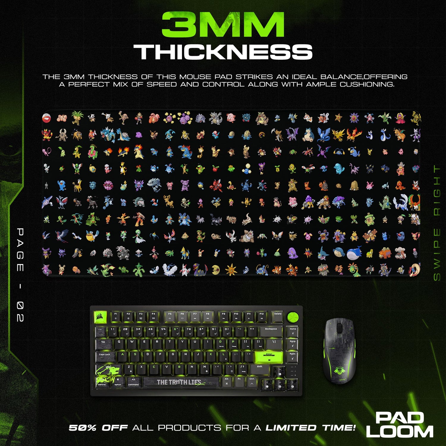 Pokémon Classic Icons Mouse Pad, Gamer Desk Mat Padloom