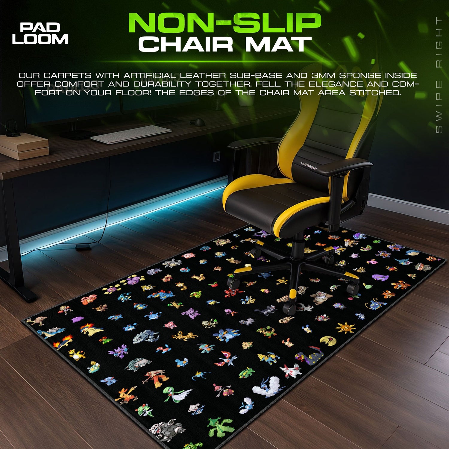 Pokémon Classic Icons Mouse Pad, Gamer Desk Mat Padloom