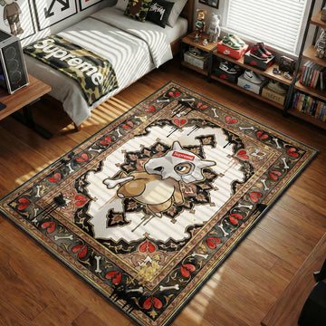 Pokemon Cubone Supreme box logo broken hearts bones tan red and black hypebeast area rug