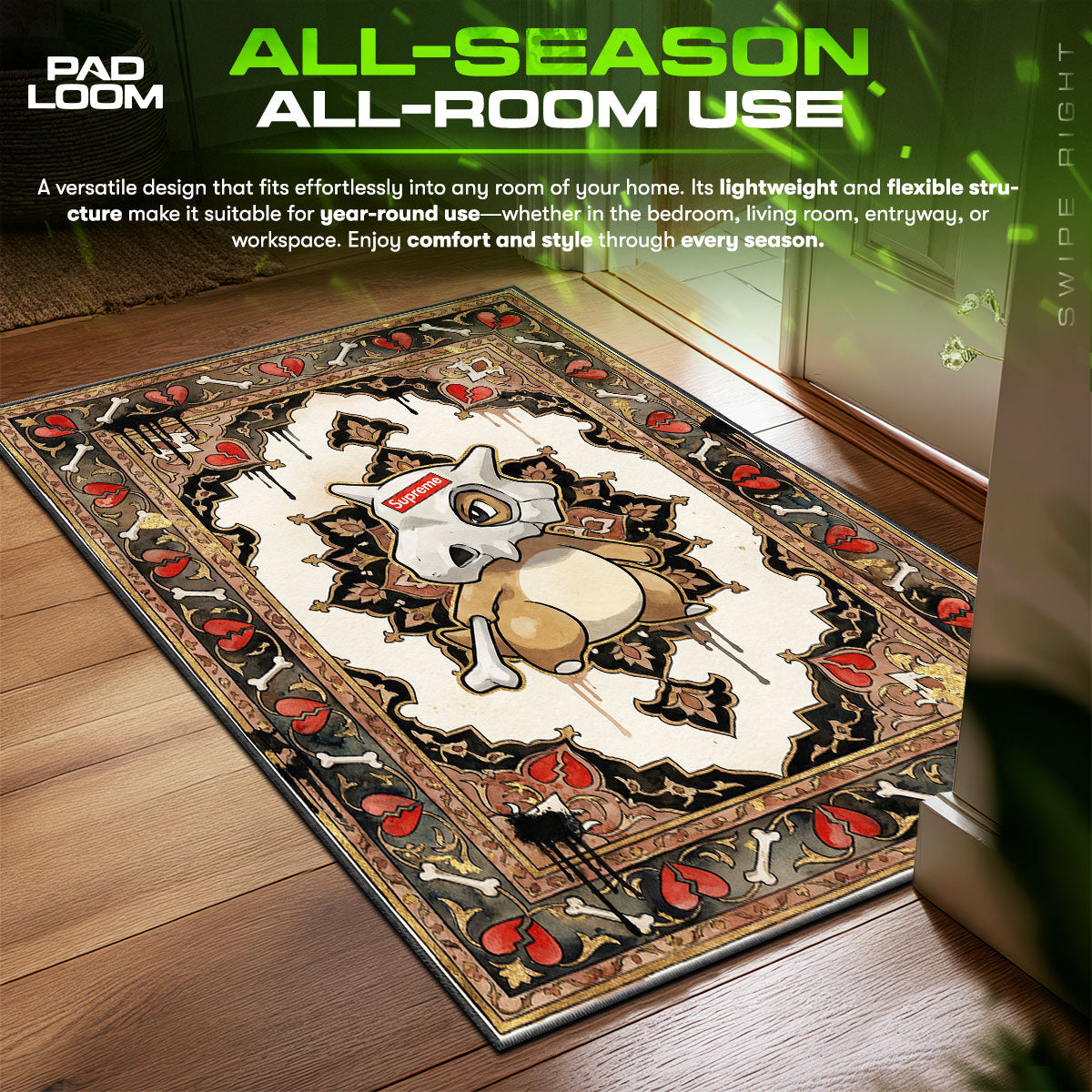 Cubone Supreme Hypebeast Floor fan rug — premium quality print