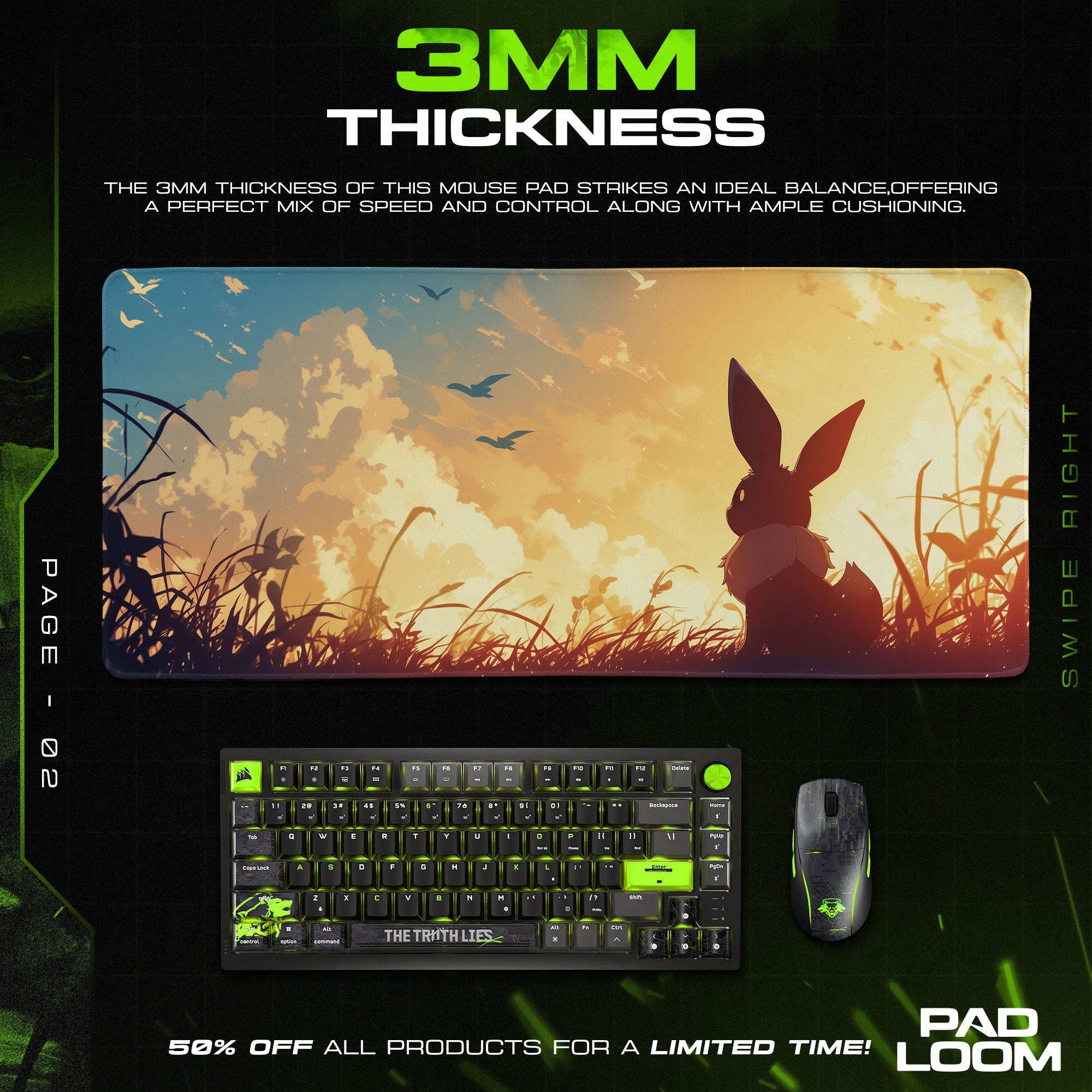 Pokemon Eevee Sunset Mouse Pad, Gamer Desk Mat