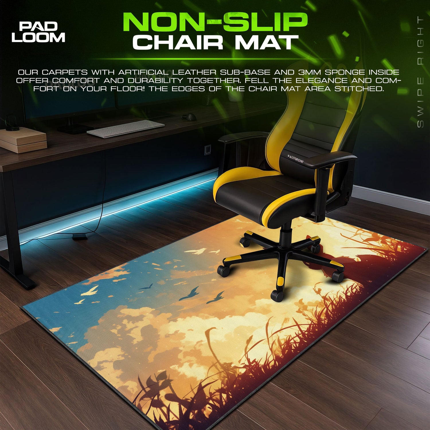 Pokemon Eevee Sunset Mouse Pad, Gamer Desk Mat Padloom