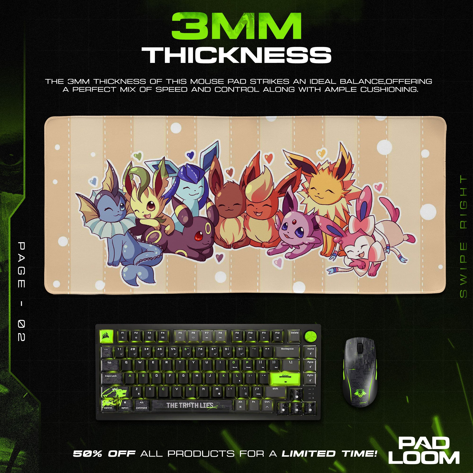 Pokémon Eeveelutions Friends Mouse Pad, Gamer Desk Mat