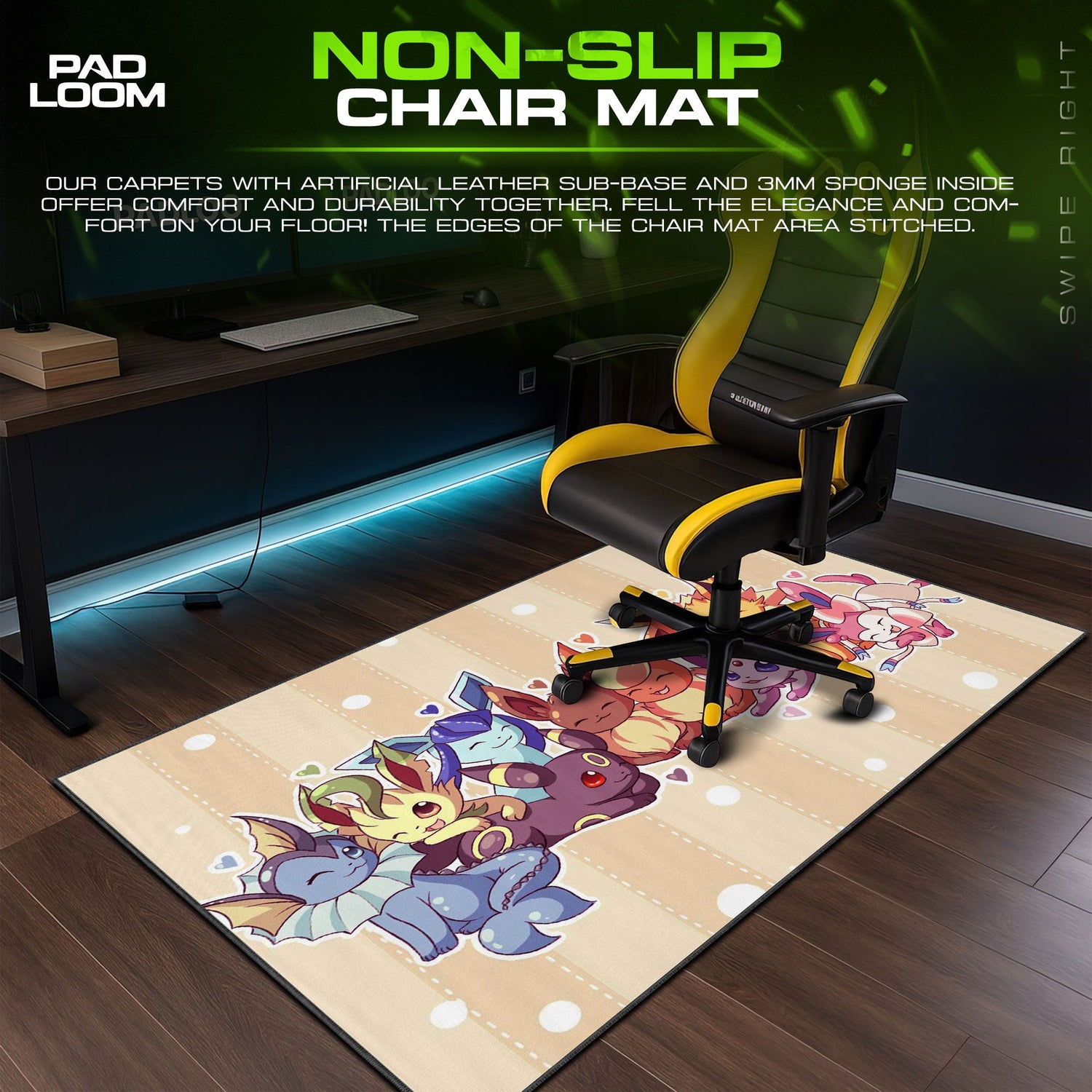 Pokémon Eeveelutions Friends Mouse Pad, Gamer Desk Mat Padloom