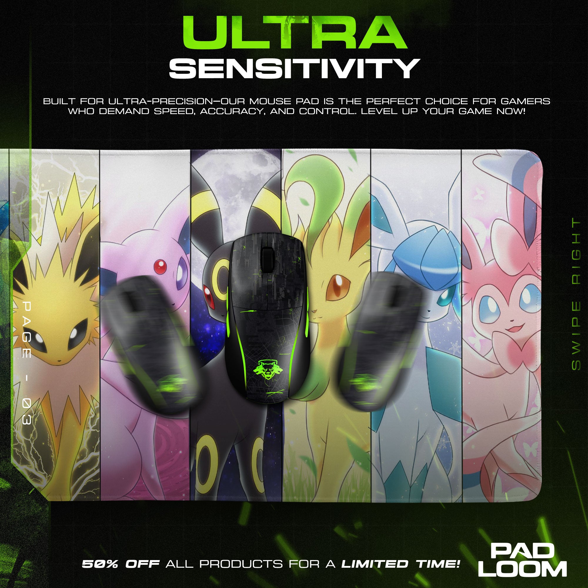 Pokemon Eeveelutions Lineup Mouse Pad, Game Gamer Desk Mat