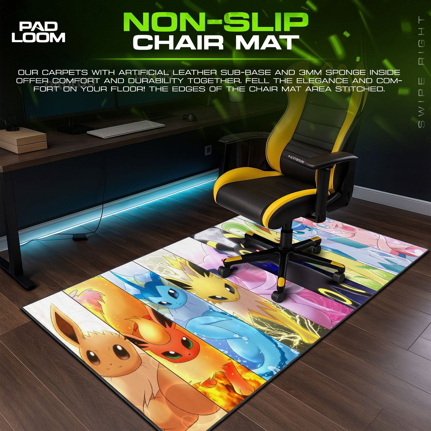 Pokemon Eeveelutions Lineup Mouse Pad, Game Gamer Desk Mat Padloom