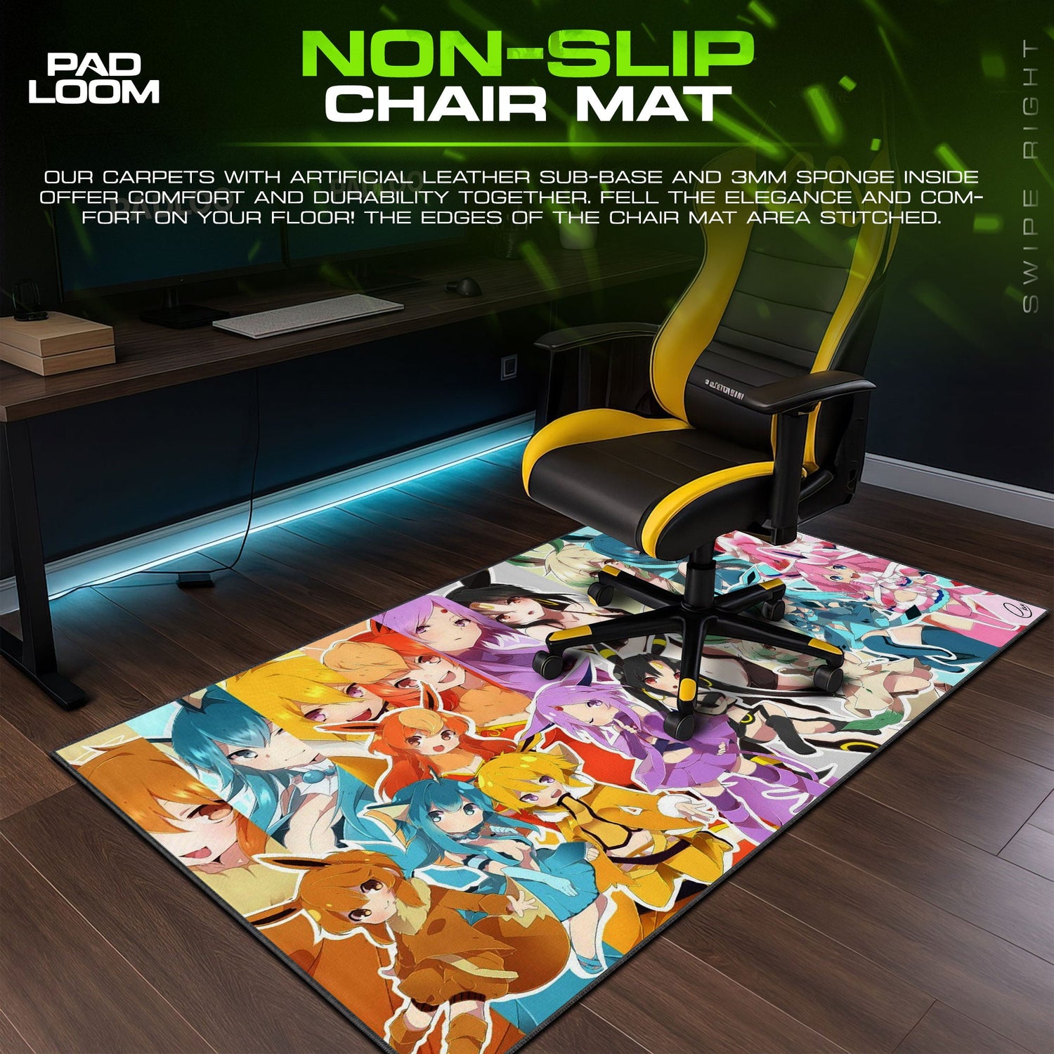 Pokemon Eeveelutions Mouse Pad, Anime Gamer Desk Mat Padloom