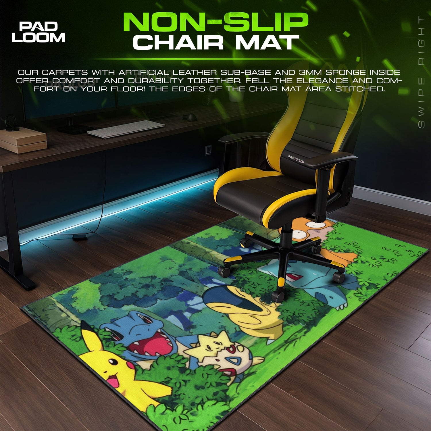 Pokemon Forest Friends Mouse Pad, Anime Gamer Desk Mat Padloom