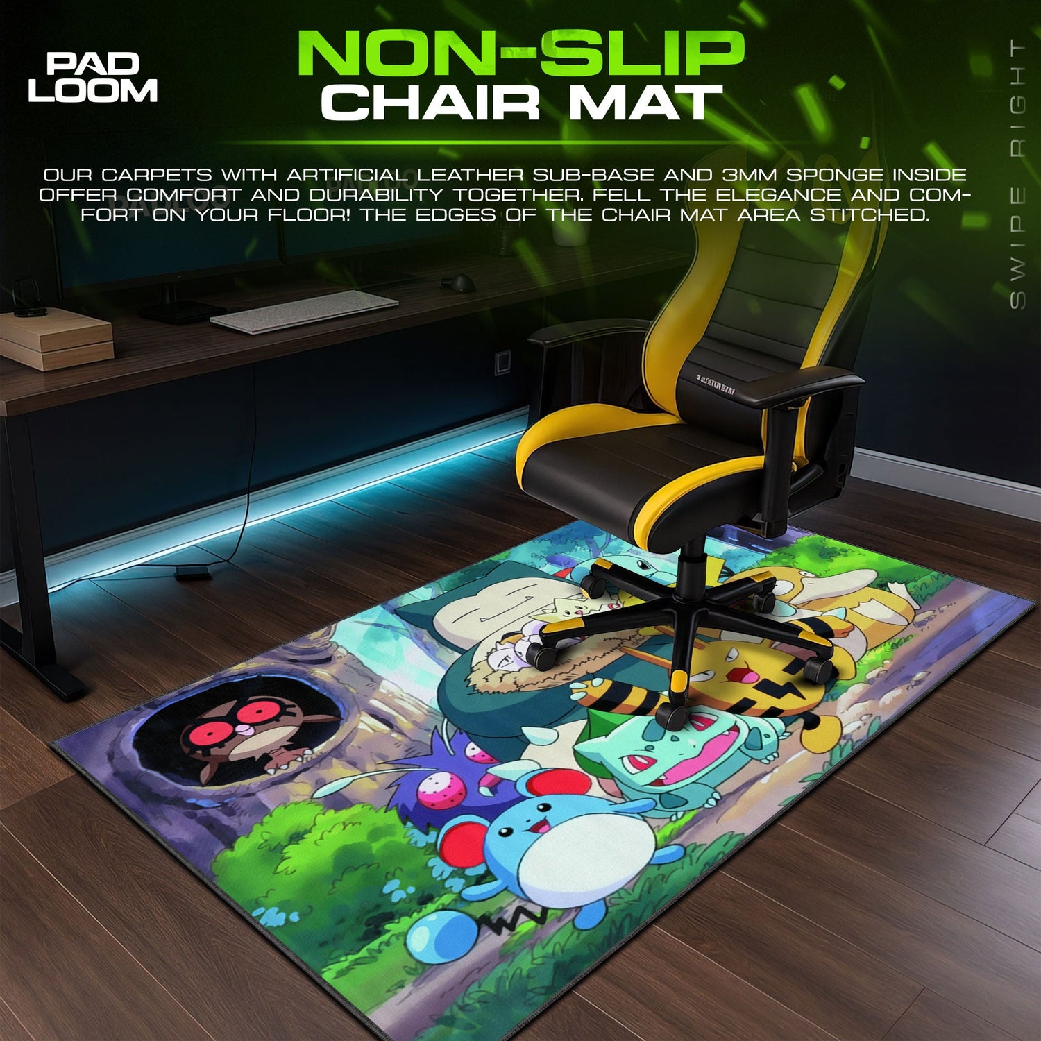 Pokemon Forest Friends Mouse Pad, Cartoon Gamer Desk Mat Padloom
