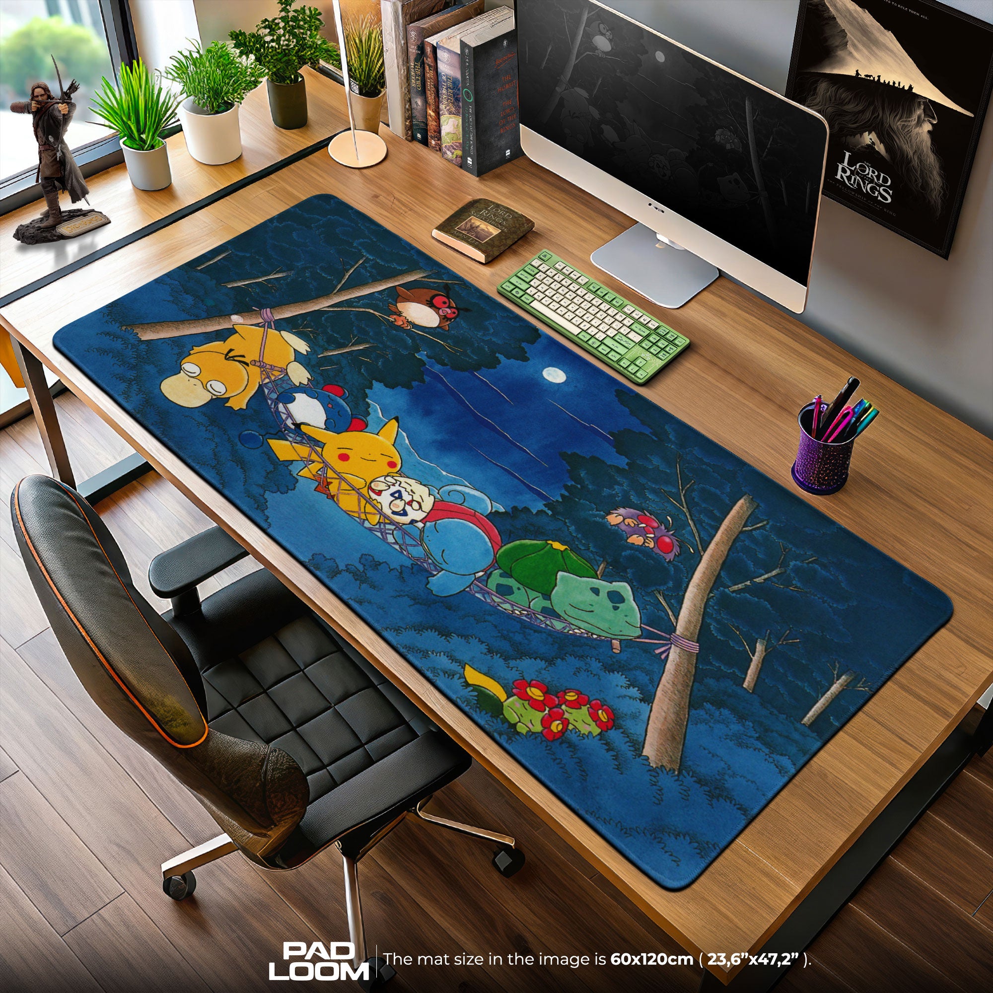 Pokemon Forest Night Mouse Pad, Cartoon Gamer Desk Mat