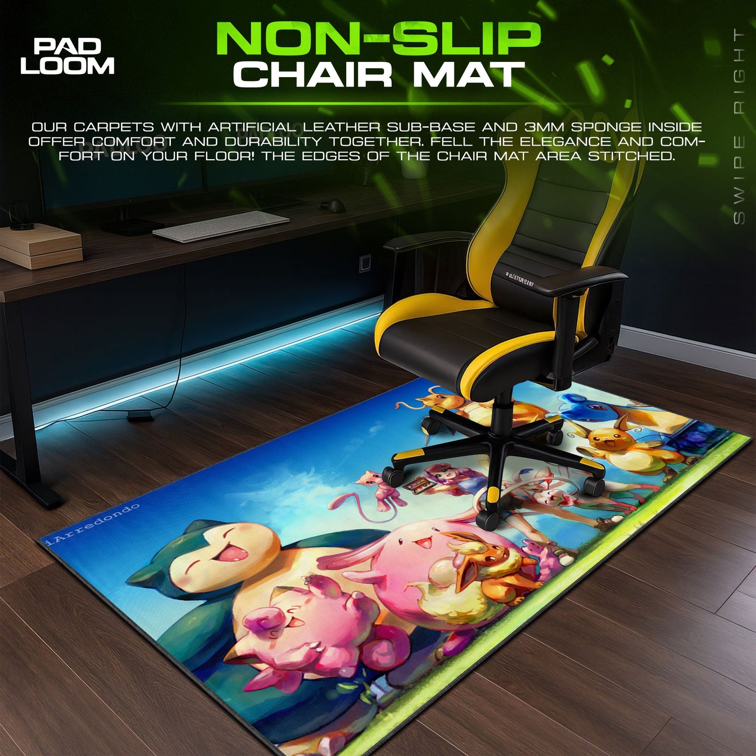 Pokemon Garden Scene Mouse Pad, Game Desk Mat Padloom