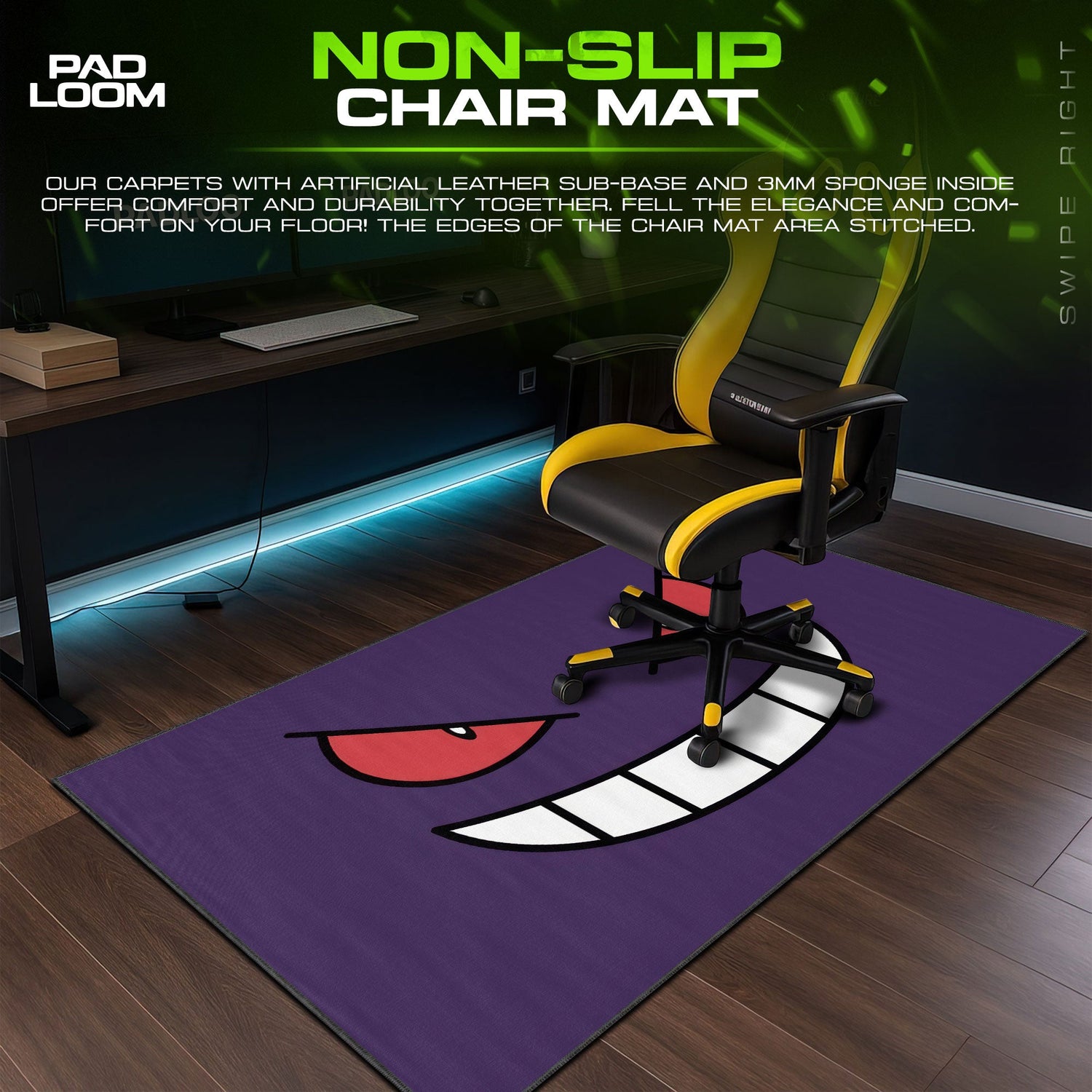 Pokemon Gengar Grin Mouse Pad, Game Gamer Desk Mat Padloom