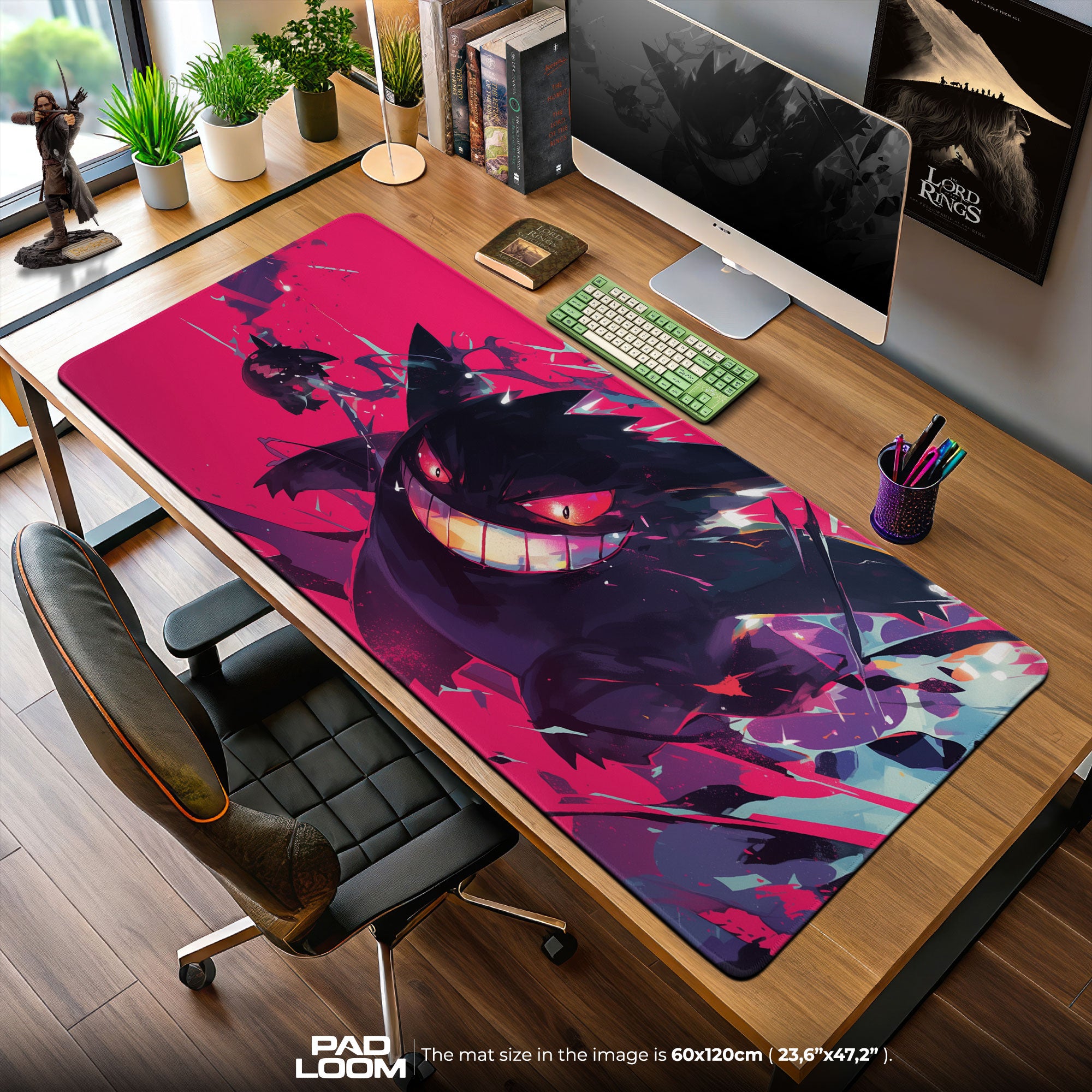 Pokémon Gengar Mouse Pad, Neon Grin Anime Desk Mat