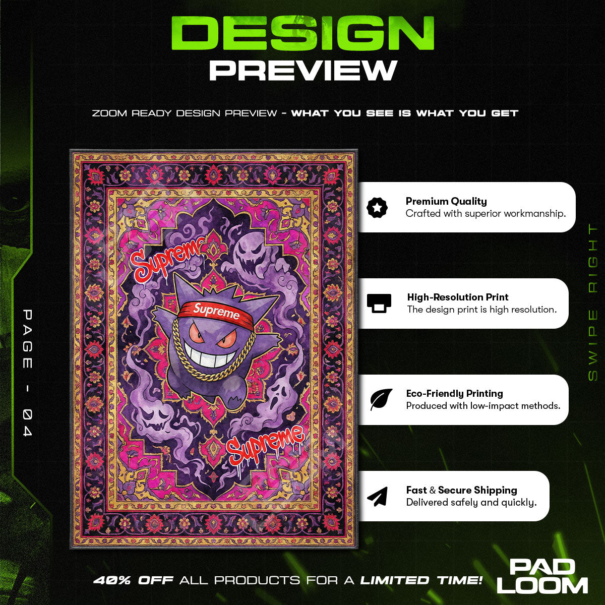 Supreme Gengar Persian Rug - Hypebeast Floor Mat