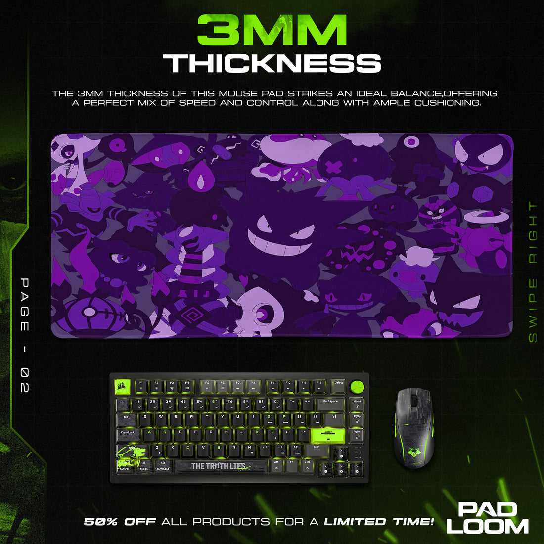Pokémon Ghost-Type Mouse Pad, Gengar & Haunted Team Desk Mat