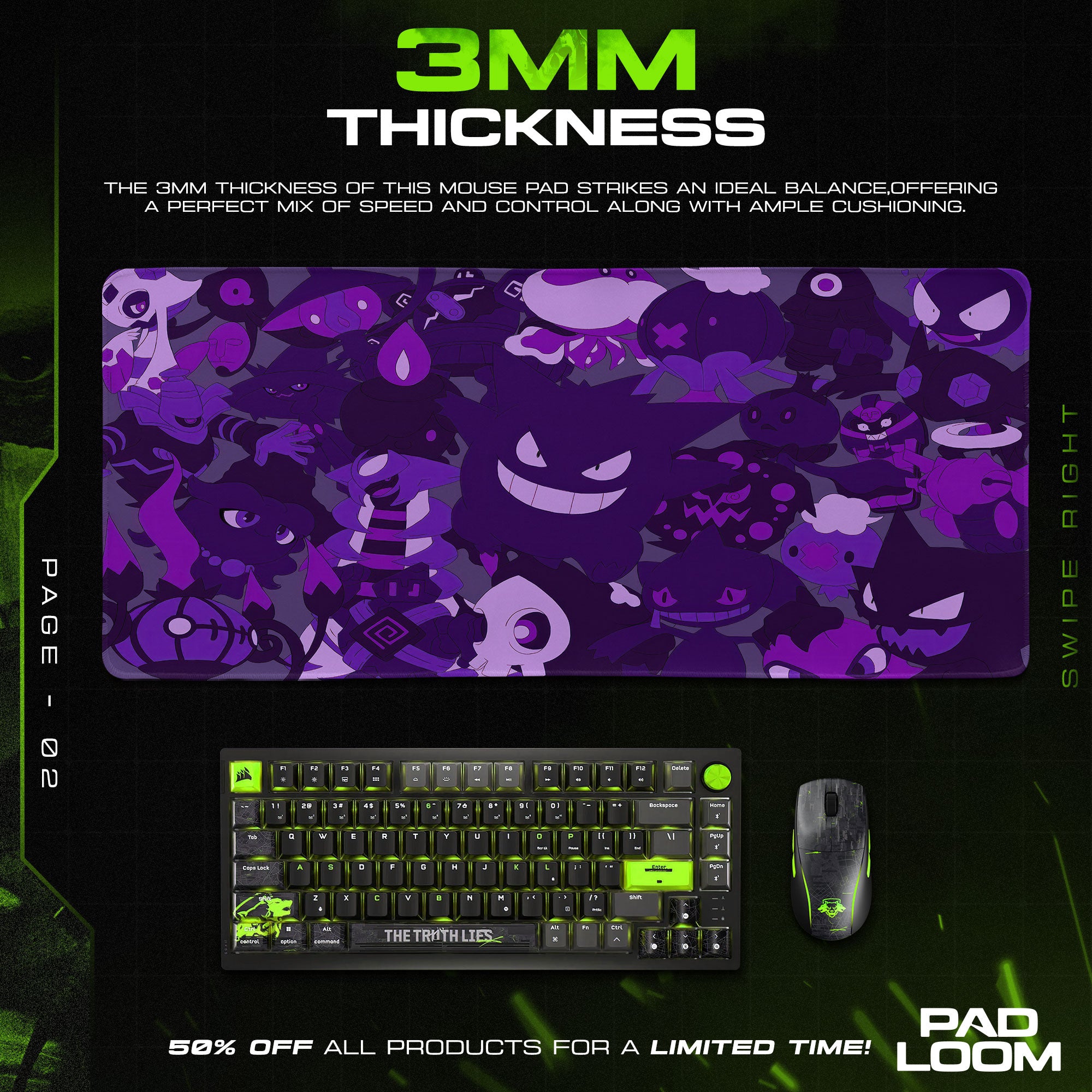 Pokémon Ghost-Type Mouse Pad, Gengar & Haunted Team Desk Mat