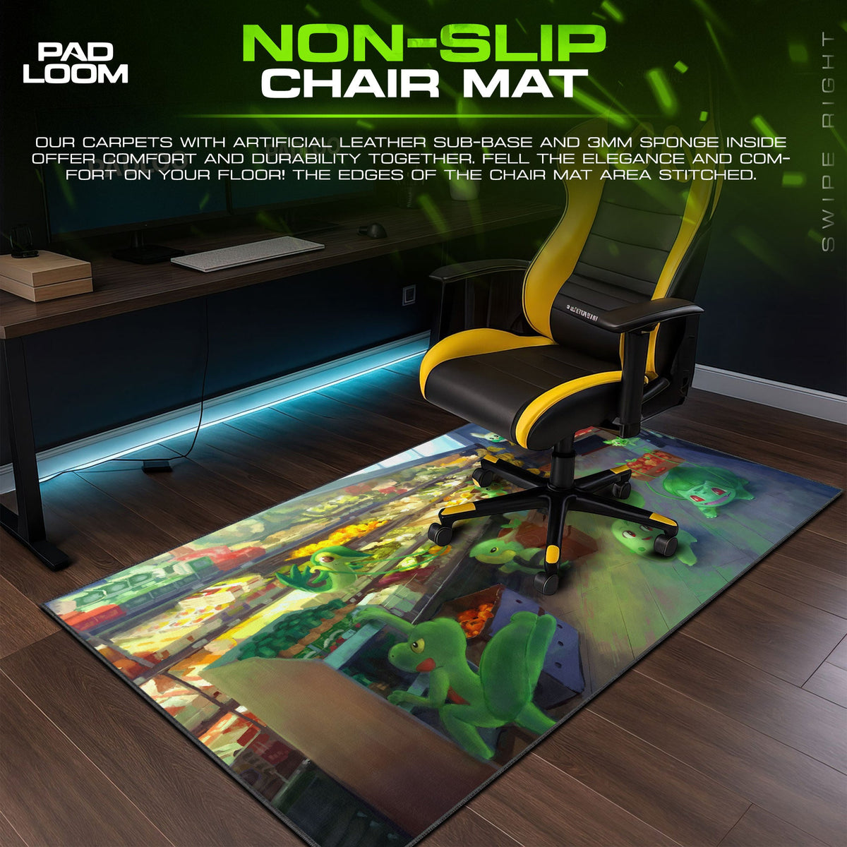 Pokémon Grass-Type Mouse Pad – Bulbasaur & Friends Grocery Market Desk Mat Padloom