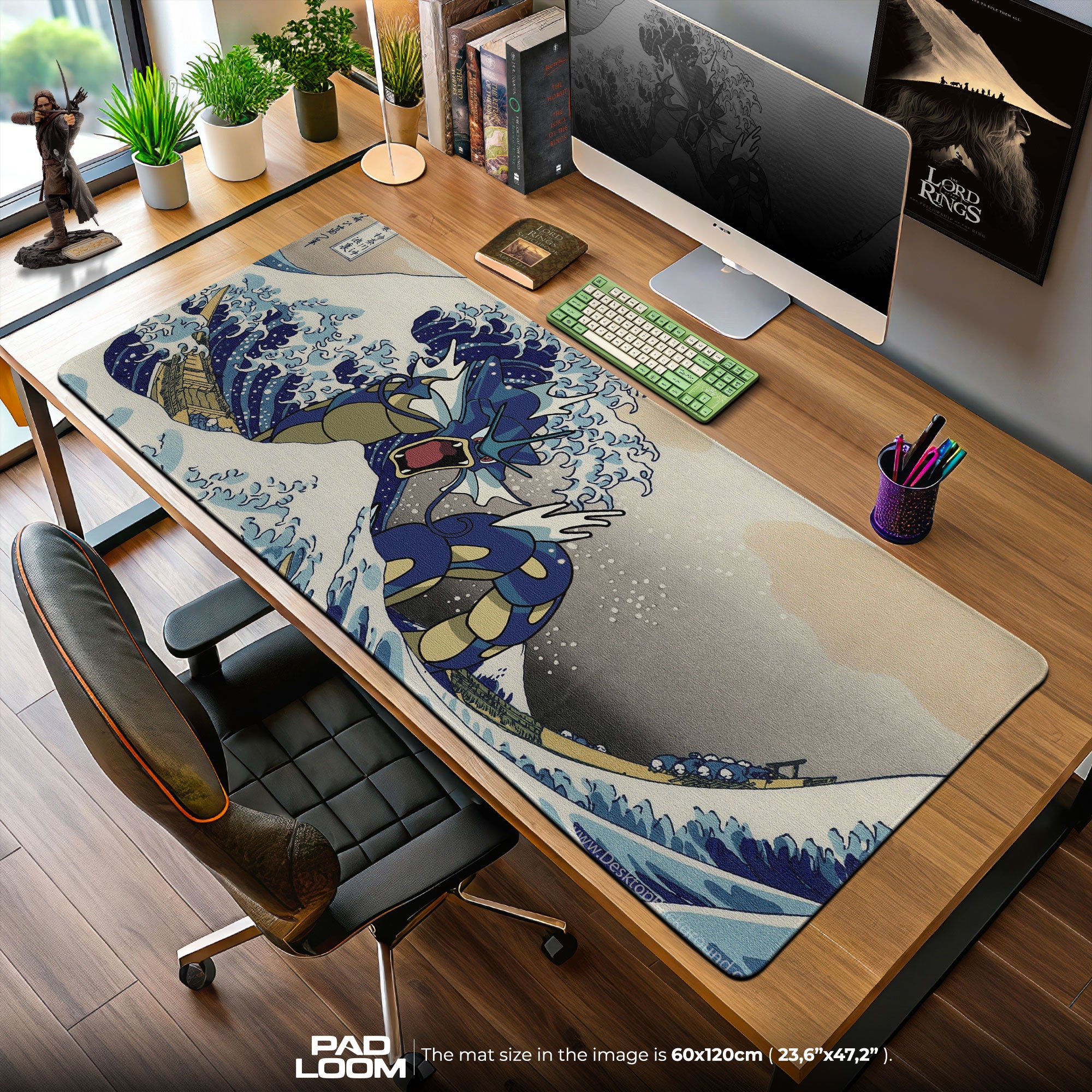 Pokemon Gyarados Mouse Pad, Great Wave Anime Desk Mat