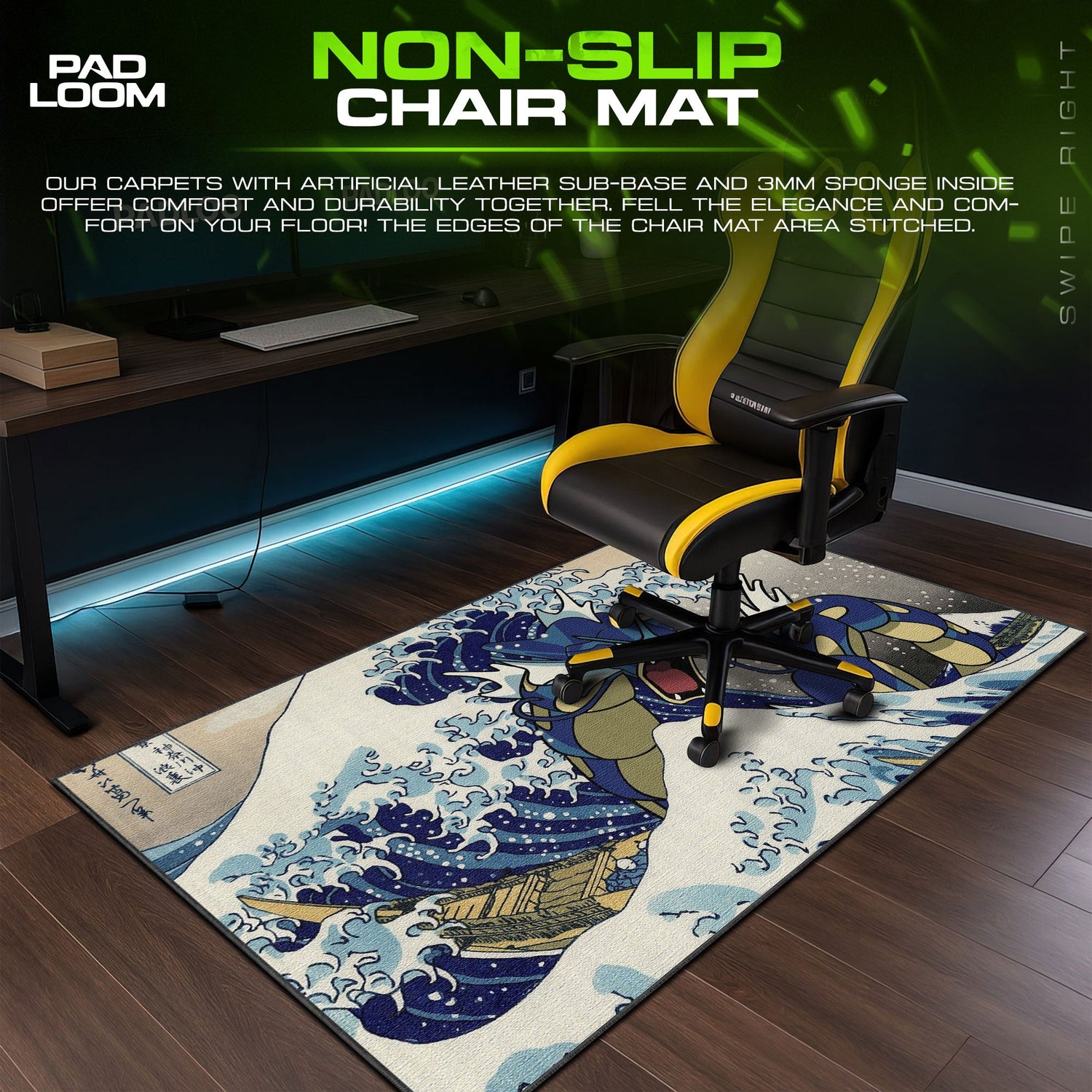 Pokemon Gyarados Mouse Pad, Great Wave Anime Desk Mat Padloom