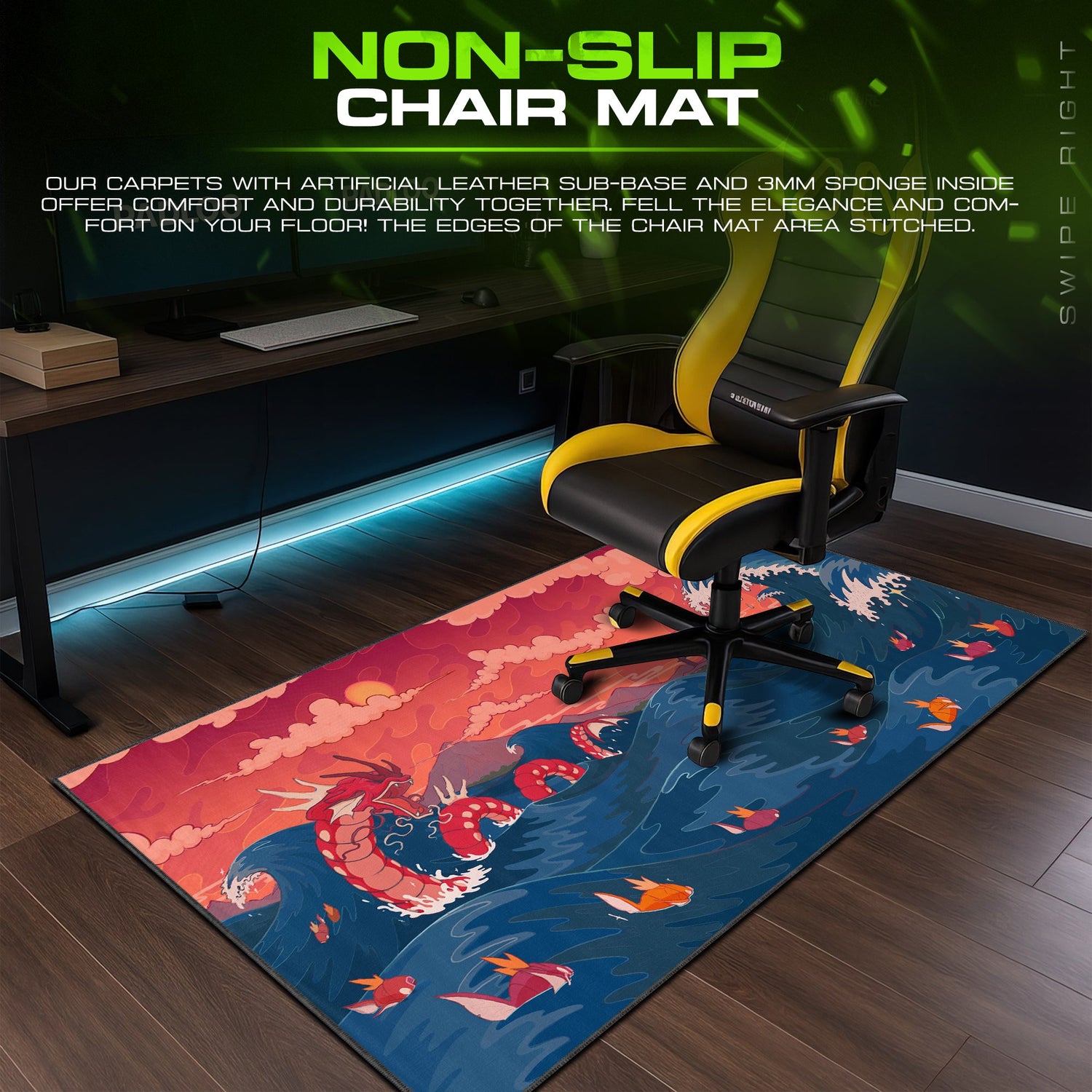 Pokemon Gyarados Ocean Clash Mouse Pad – Anime Desk Mat Padloom