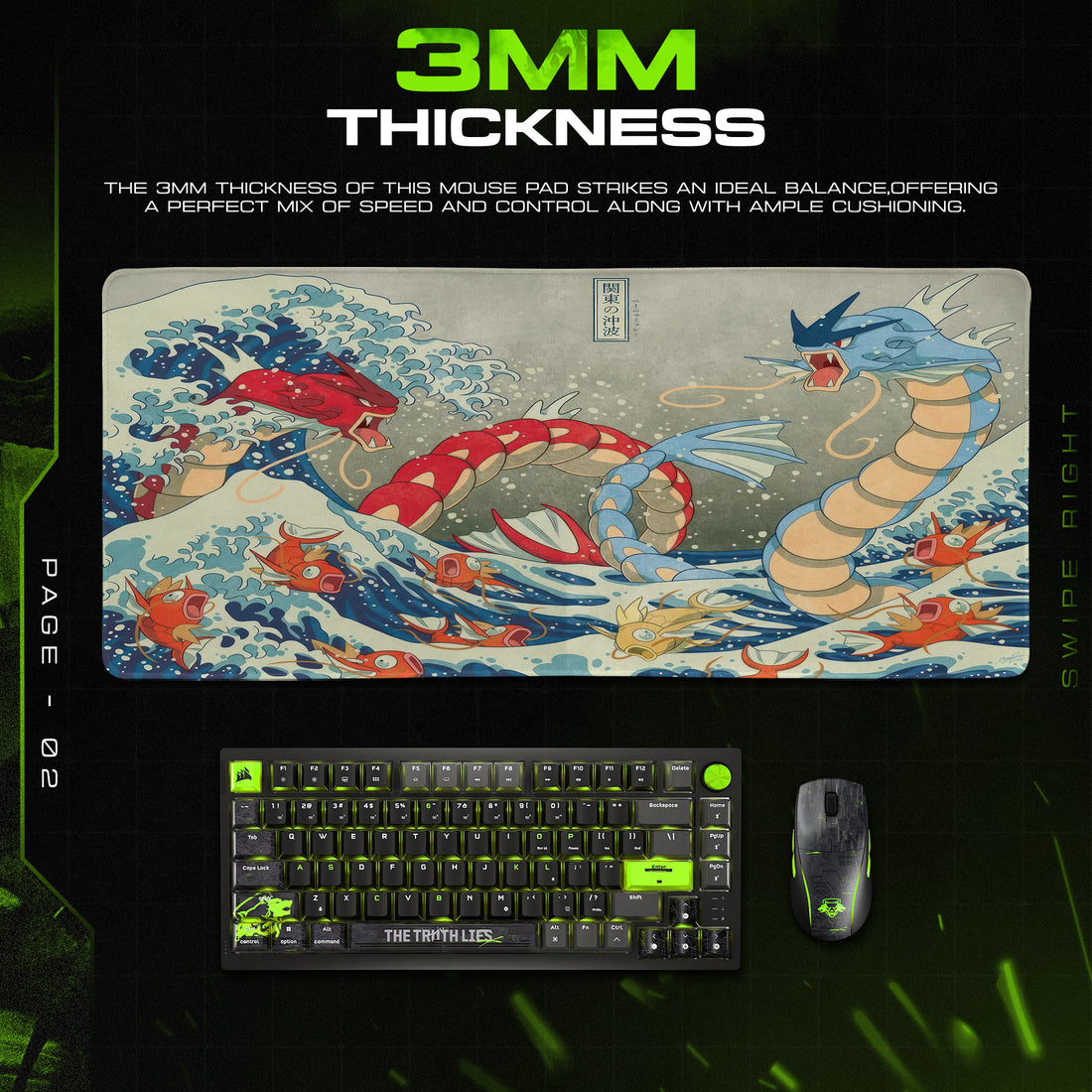 Pokemon Gyarados Sea Clash Mouse Pad – Anime Desk Mat