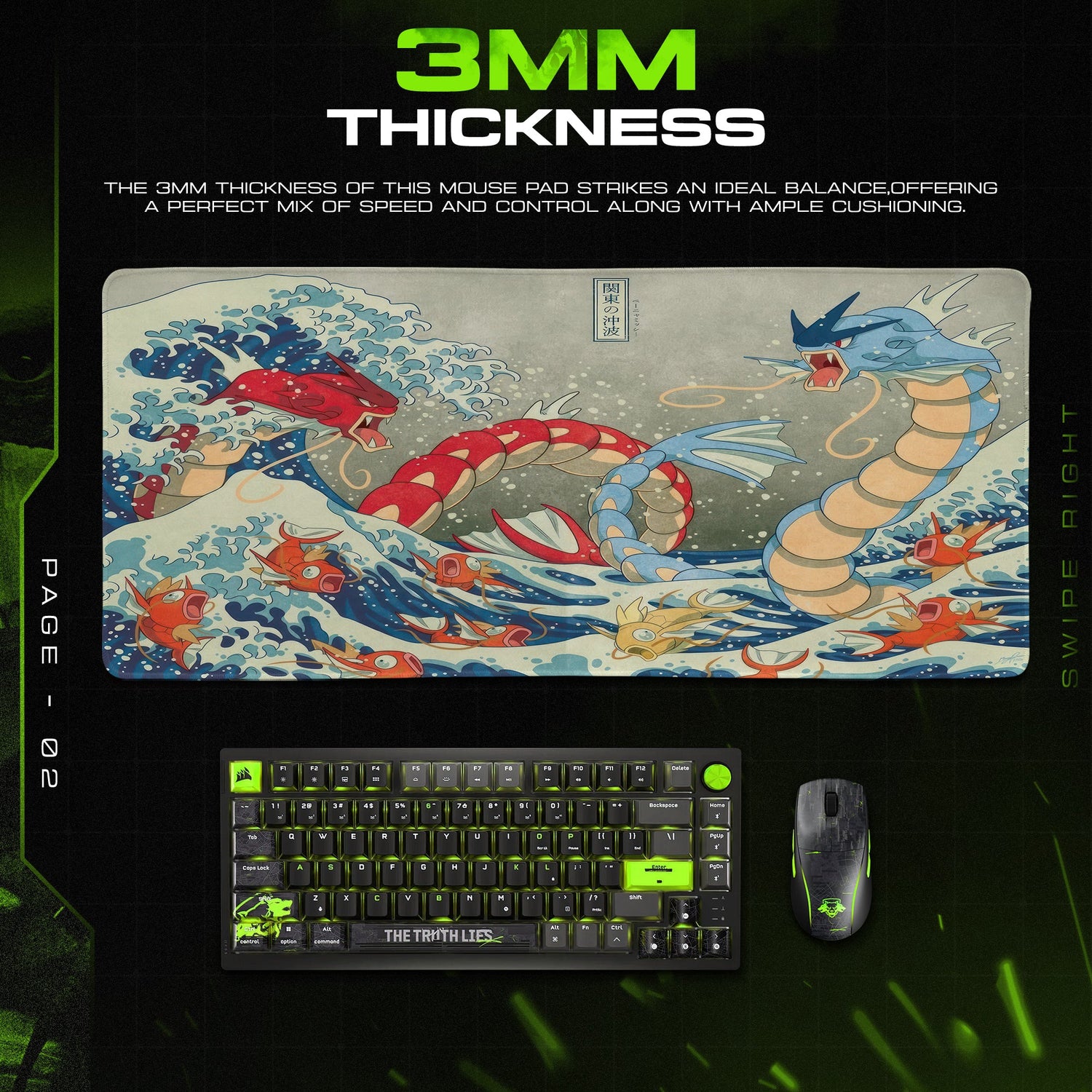 Pokemon Gyarados Sea Clash Mouse Pad – Anime Desk Mat Padloom