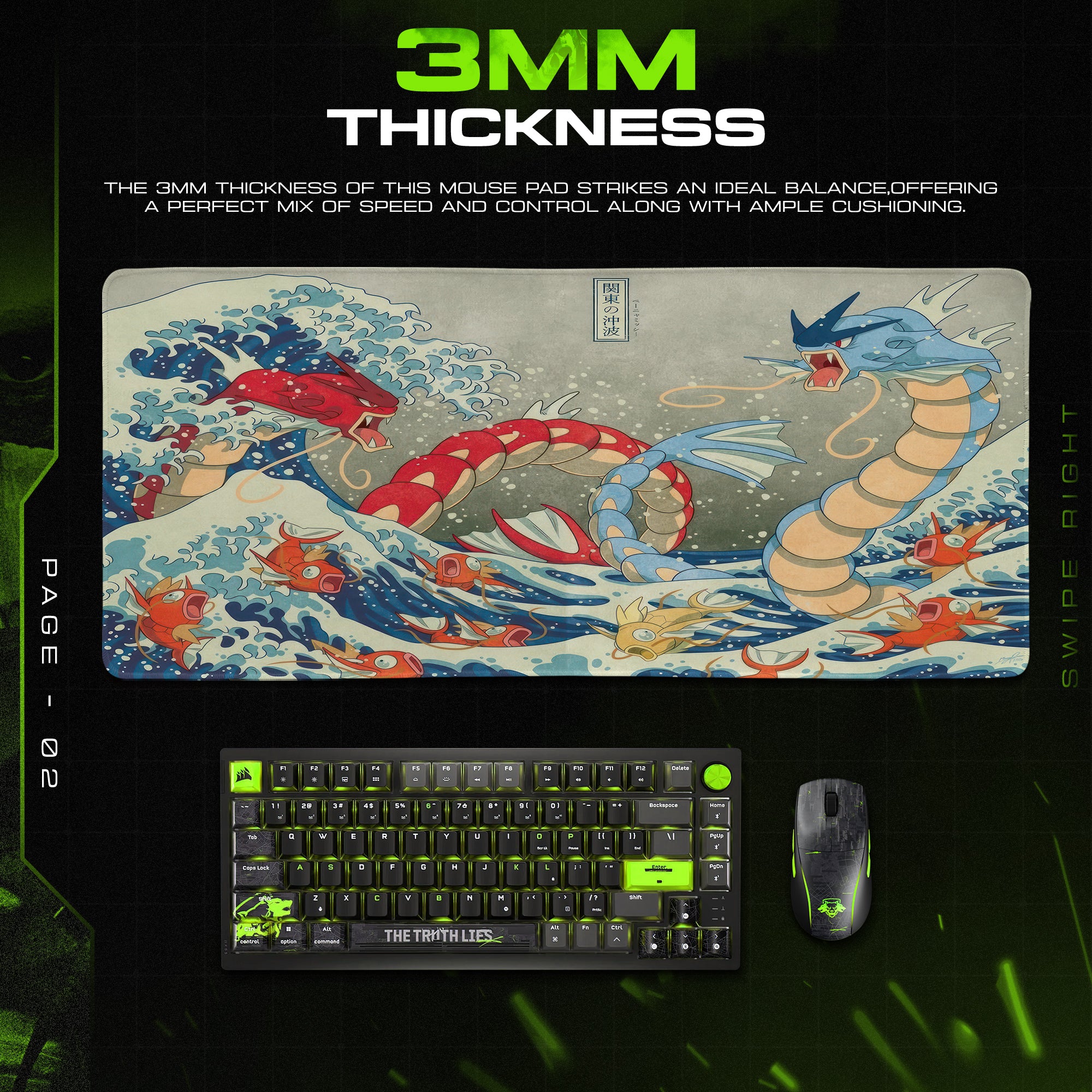 Pokemon Gyarados Sea Clash Mouse Pad – Anime Desk Mat