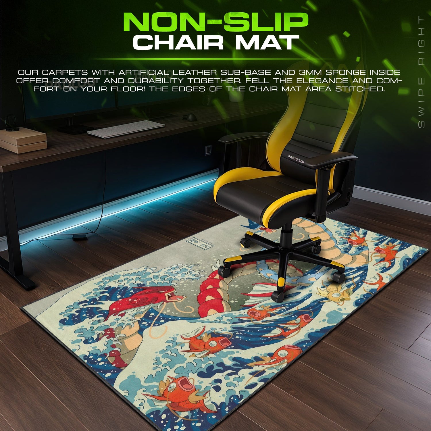 Pokemon Gyarados Sea Clash Mouse Pad – Anime Desk Mat Padloom