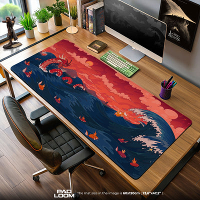 Pokémon Gyarados Sunset Waves Mouse Pad, Game Desk Mat