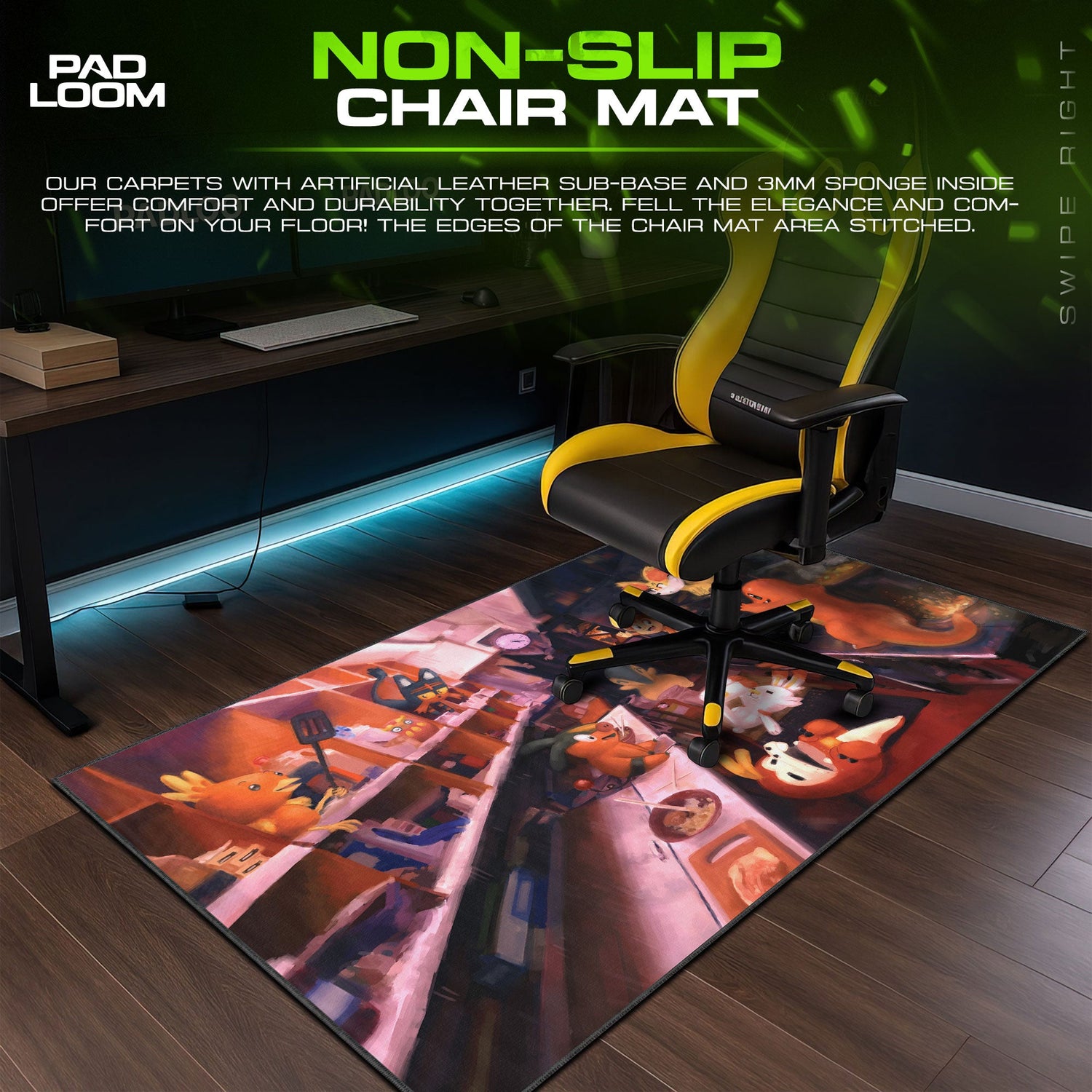 Pokemon Kitchen Chaos Mouse Pad, Gamer Desk Mat Padloom